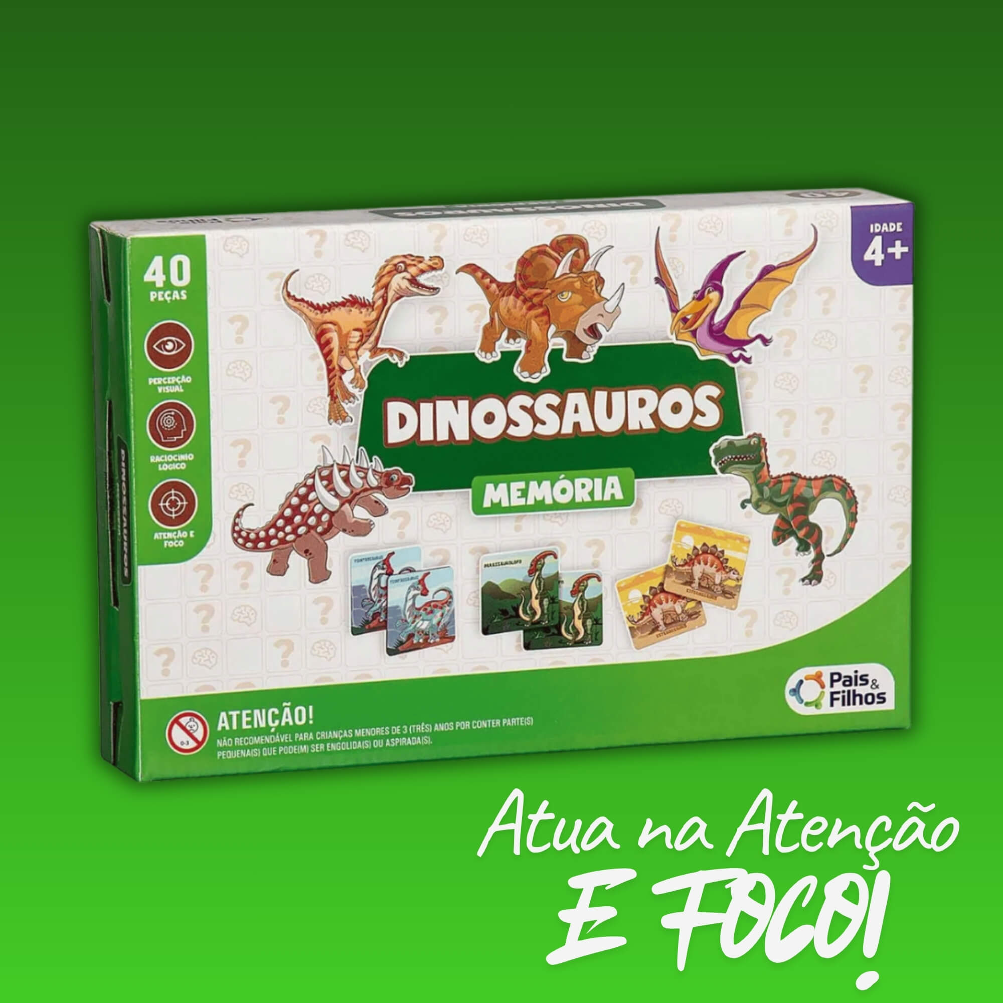 Jogo da Memória Dinossauros 40 Peças Pais e Filhos - 7269-1