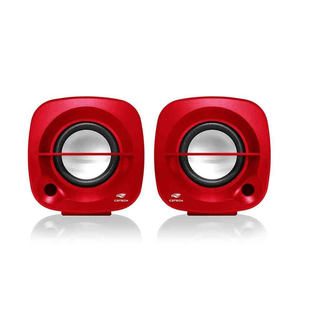 Caixa de Som USB 2.0 3W Vermelha C3Tech SP-303RD