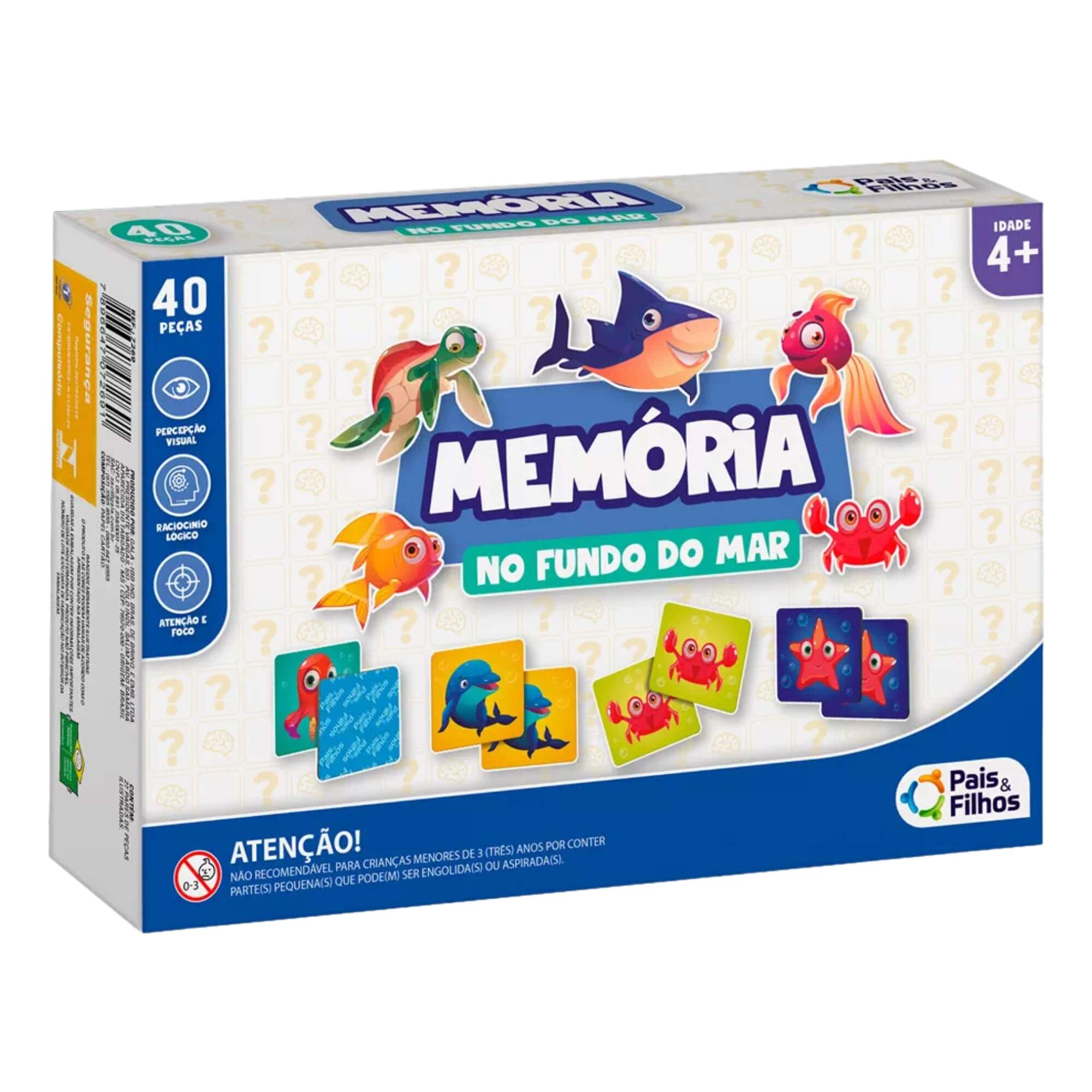 Jogo da Memória No Fundo do Mar 40 Peças Pais e Filhos - 7362-1