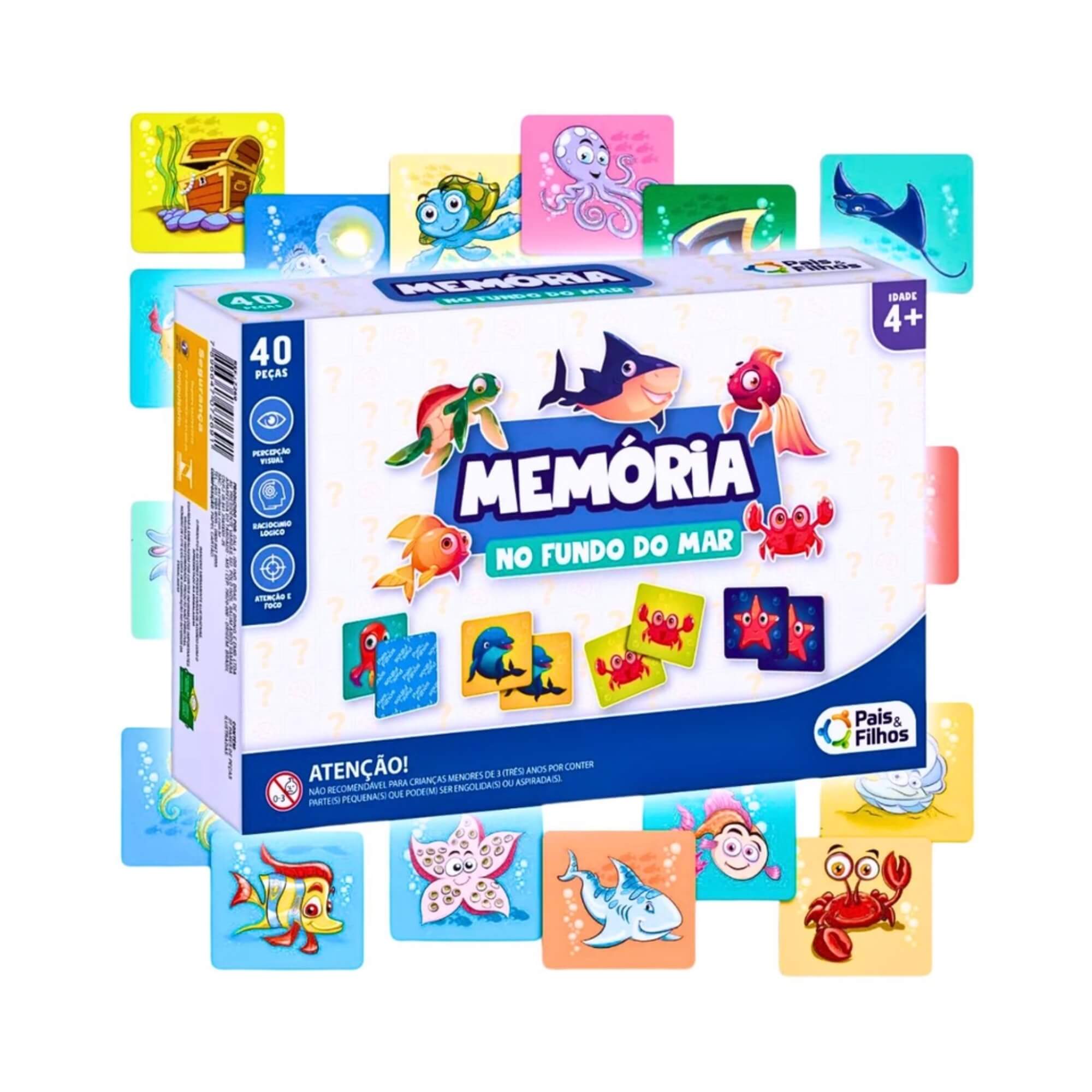 Jogo da Memória No Fundo do Mar 40 Peças Pais e Filhos - 7362-1