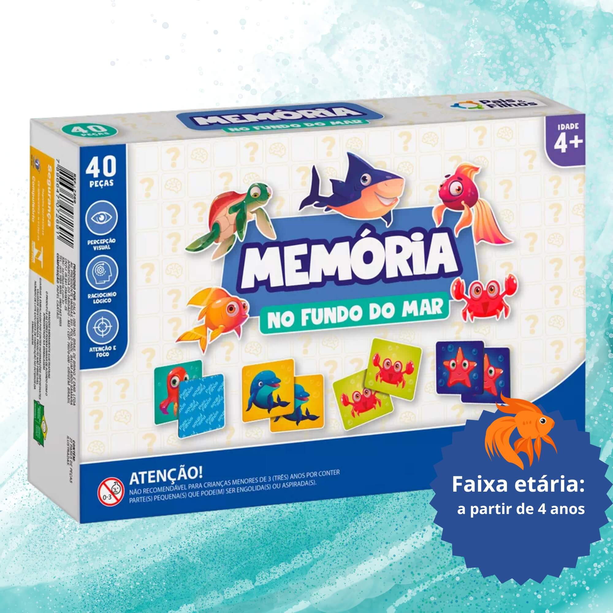 Jogo da Memória No Fundo do Mar 40 Peças Pais e Filhos - 7362-1