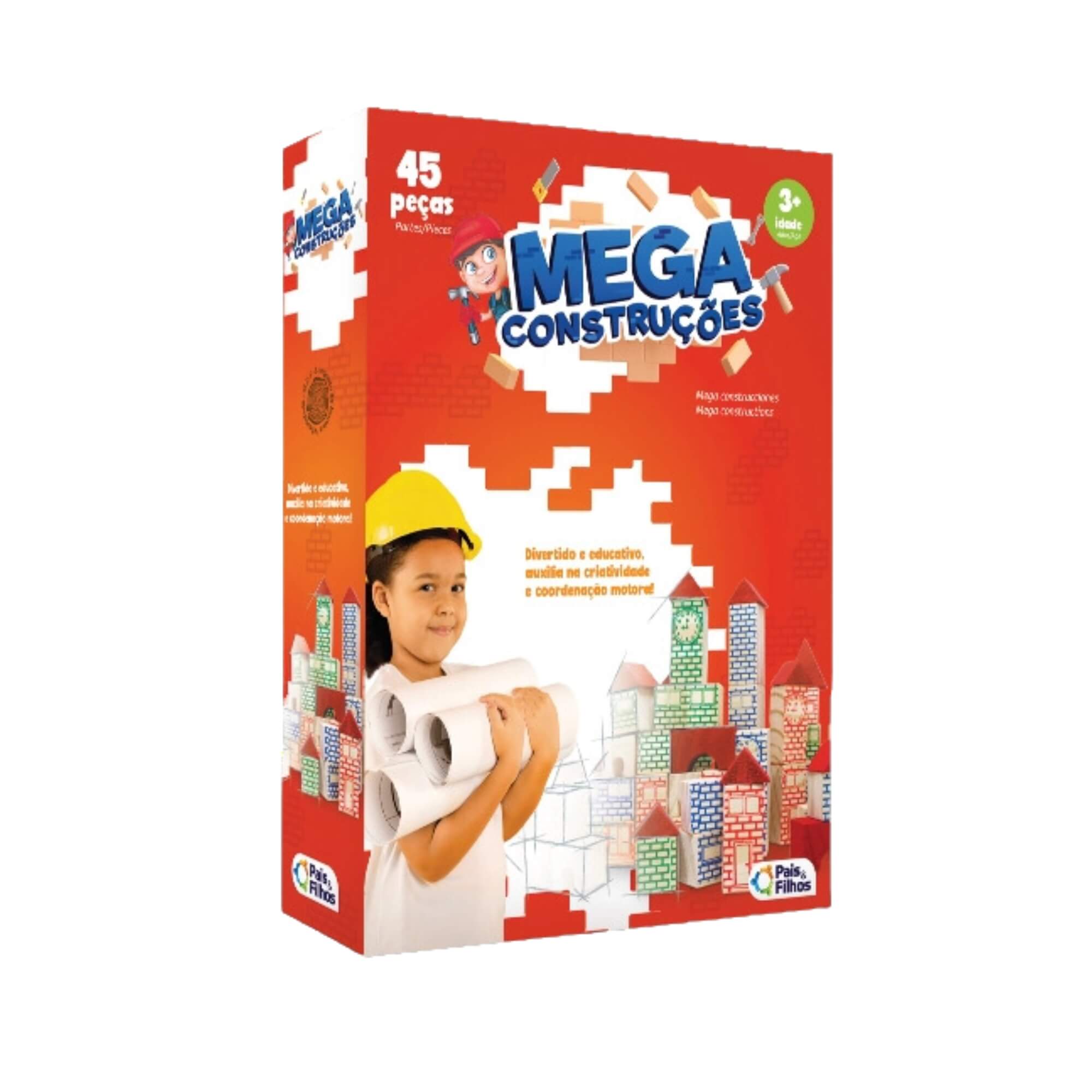 Jogo Mega Construções 45 Peças Pais e Filhos - 7394-1
