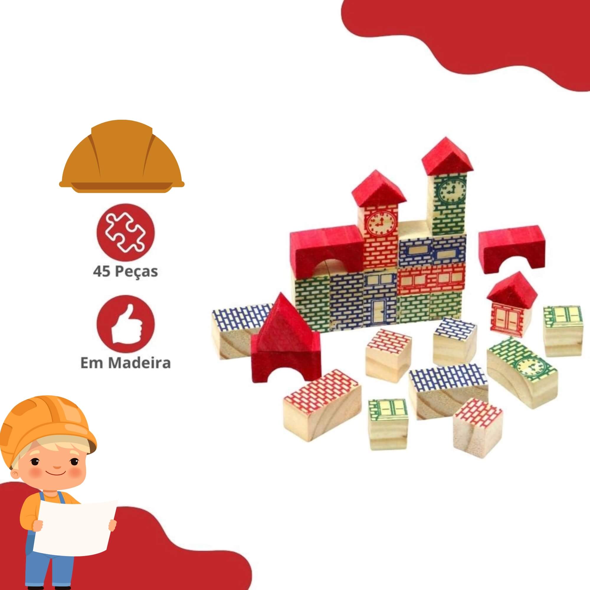 Jogo Mega Construções 45 Peças Pais e Filhos - 7394-1