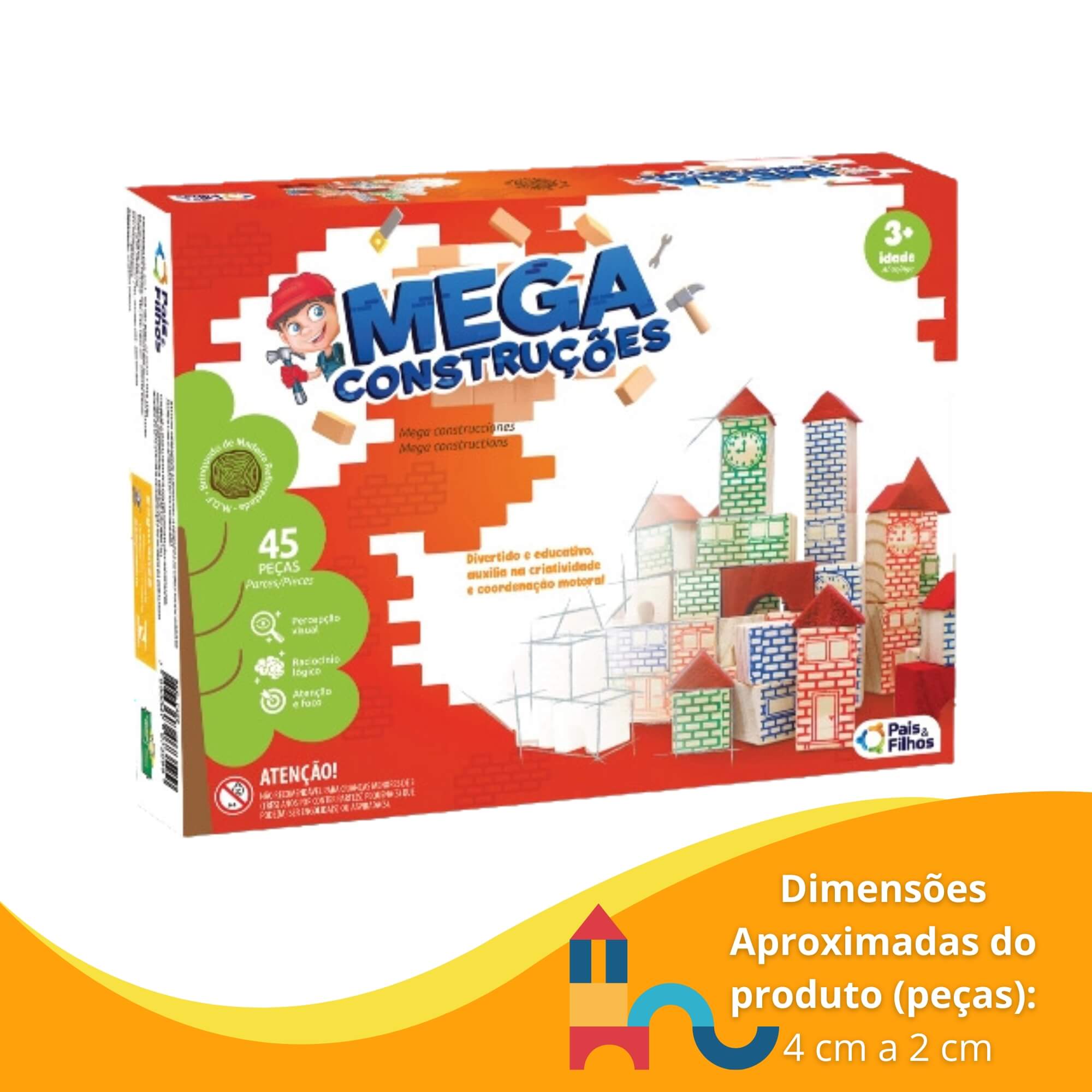 Jogo Mega Construções 45 Peças Pais e Filhos - 7394-1