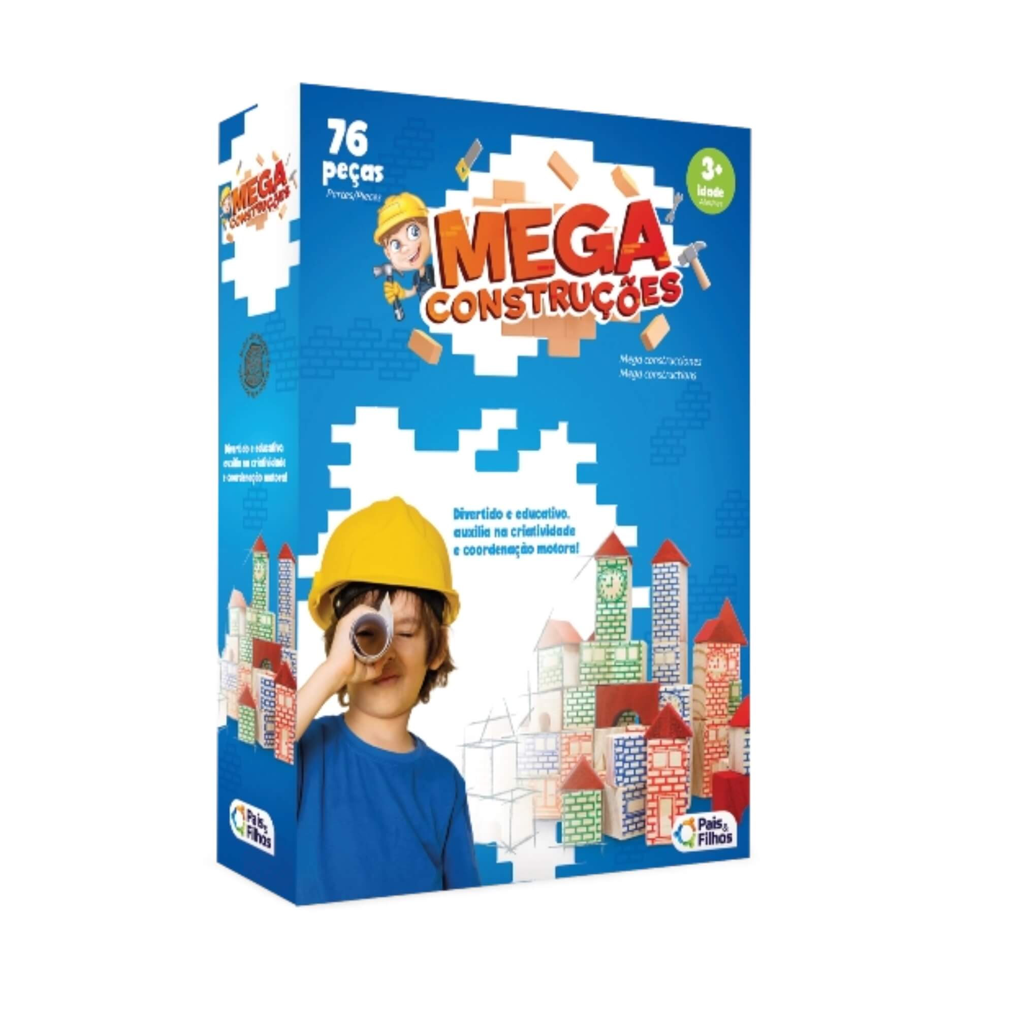 Jogo Educativo Mega Construções 76 Peças Pais e Filhos - 7395-1