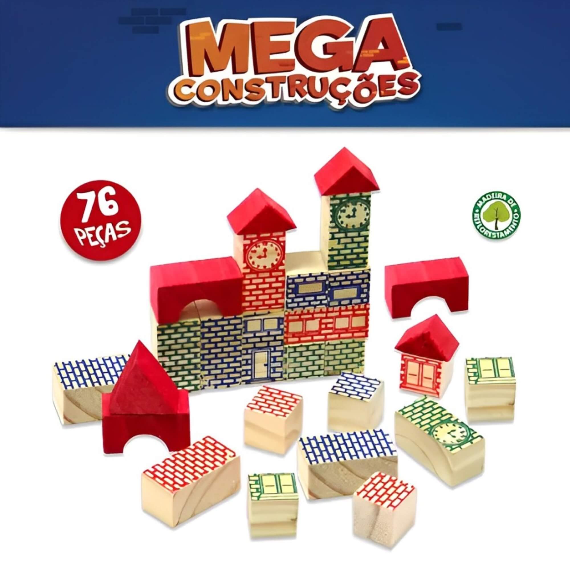 Jogo Educativo Mega Construções 76 Peças Pais e Filhos - 7395-1