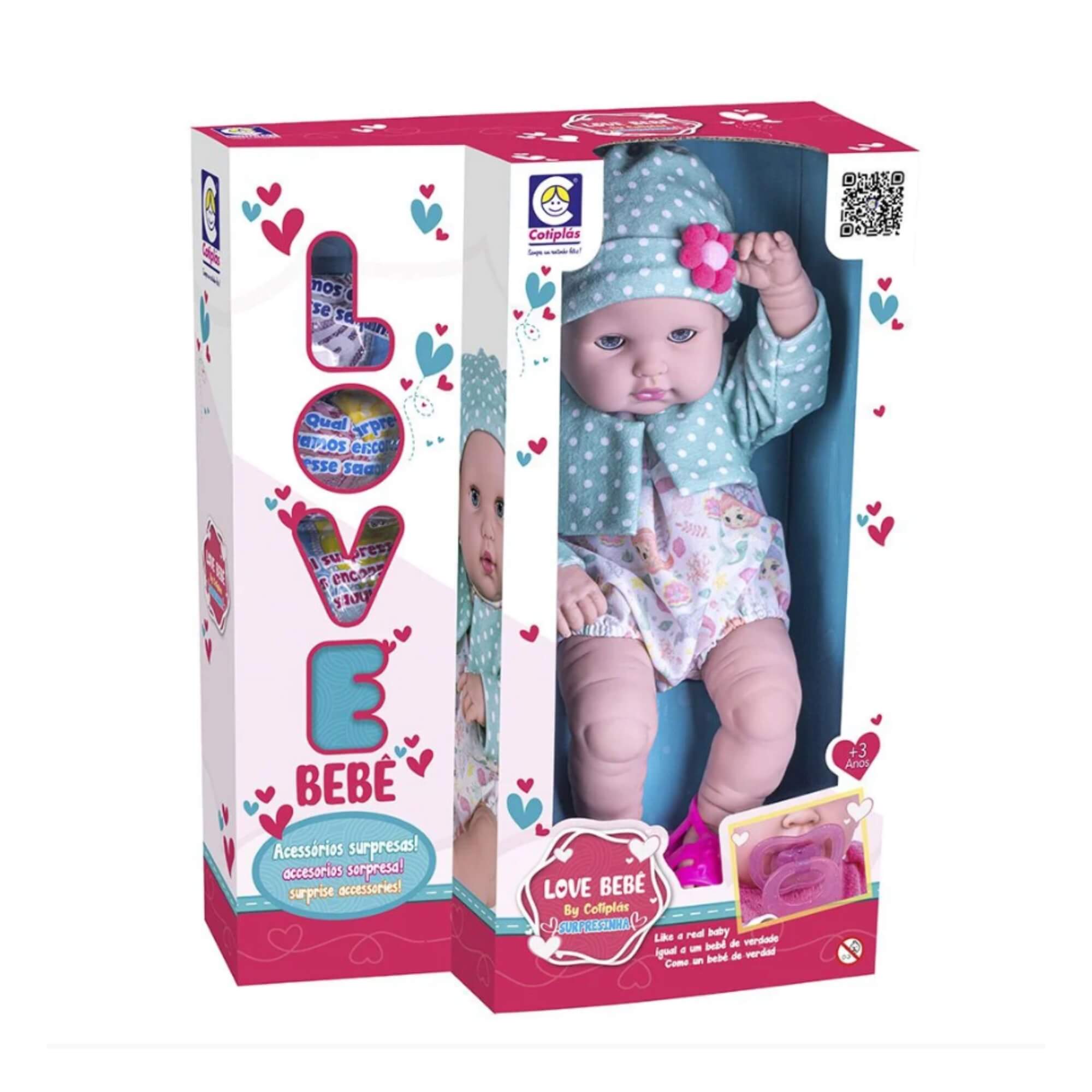 Boneca Infantil Love Bebê Surpresinhas Cotiplás - 2734