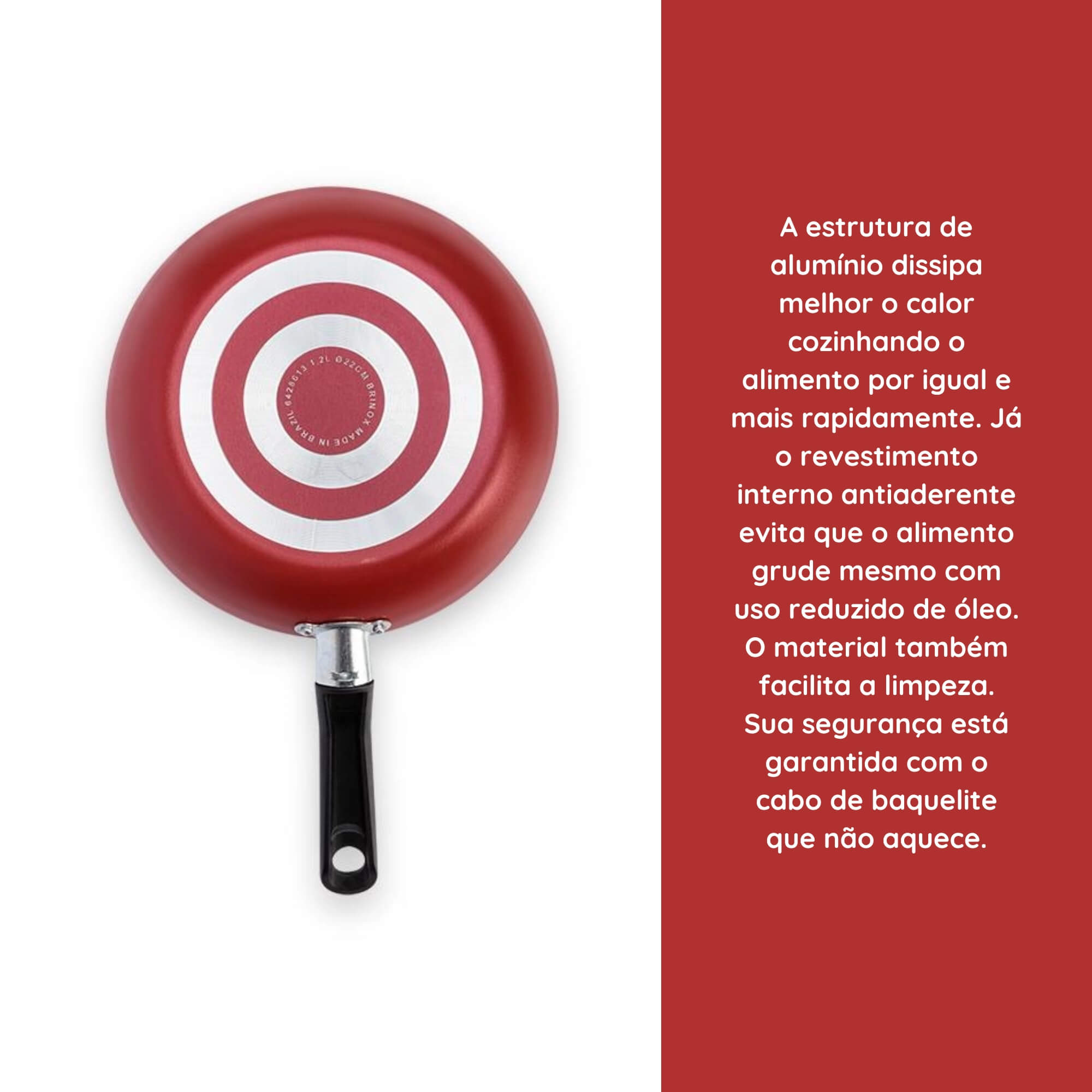 Frigideira em Alumínio Antiaderente 16 cm 0,45L Fun Colors Cereja Brinox - 7232/345