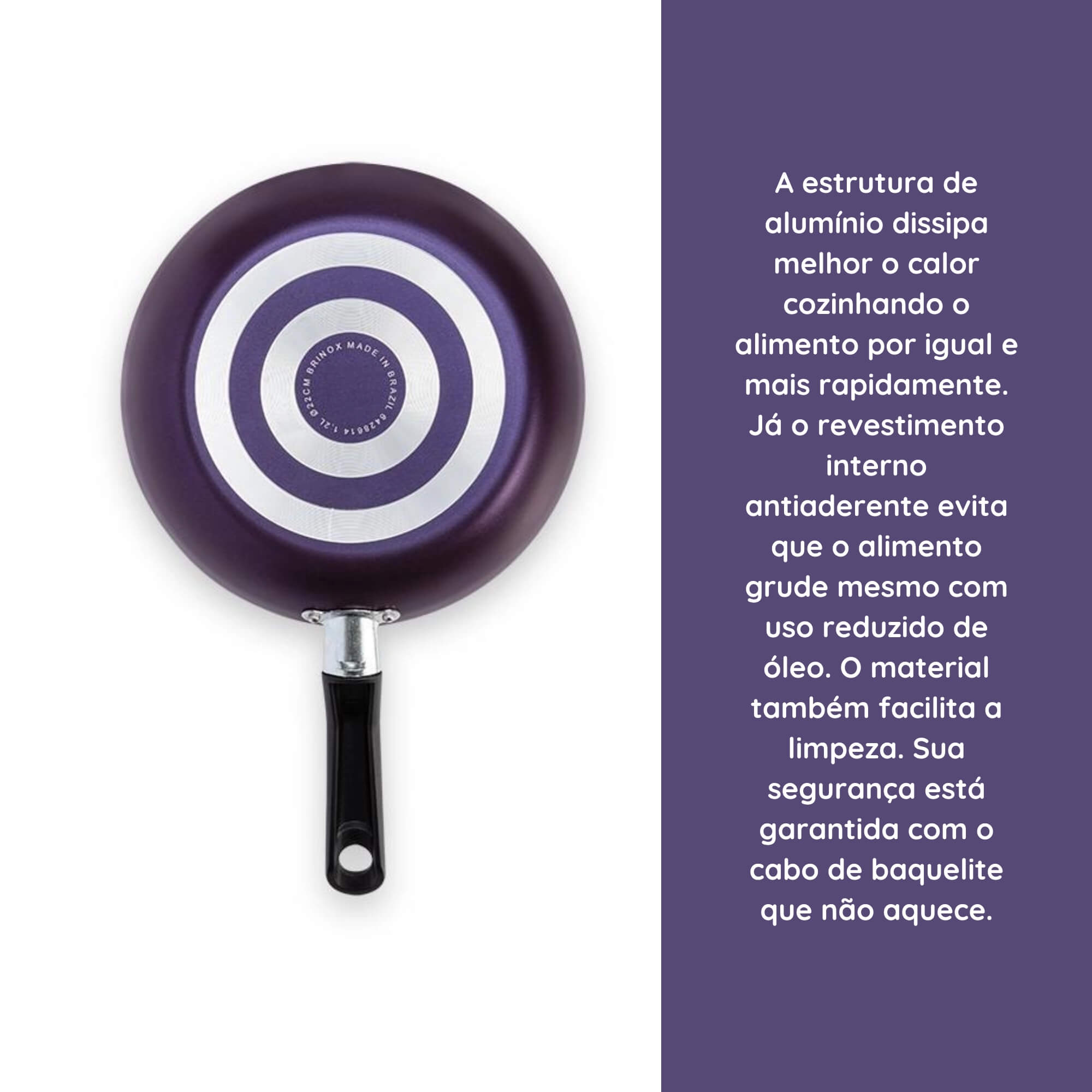 Frigideira Alumínio Antiaderente 16 cm 0,45L Fun Roxo Brinox - 7232/347