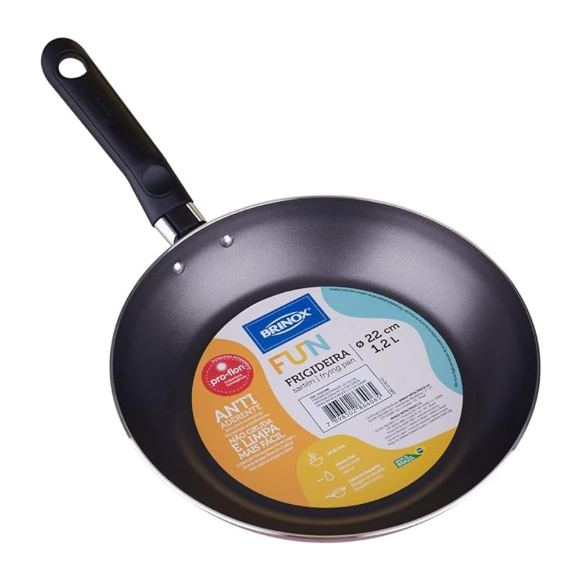 Frigideira Antiaderente 22 cm de Diâmetro 1,2L Vermelho Cereja Fun Brinox - 7232/350