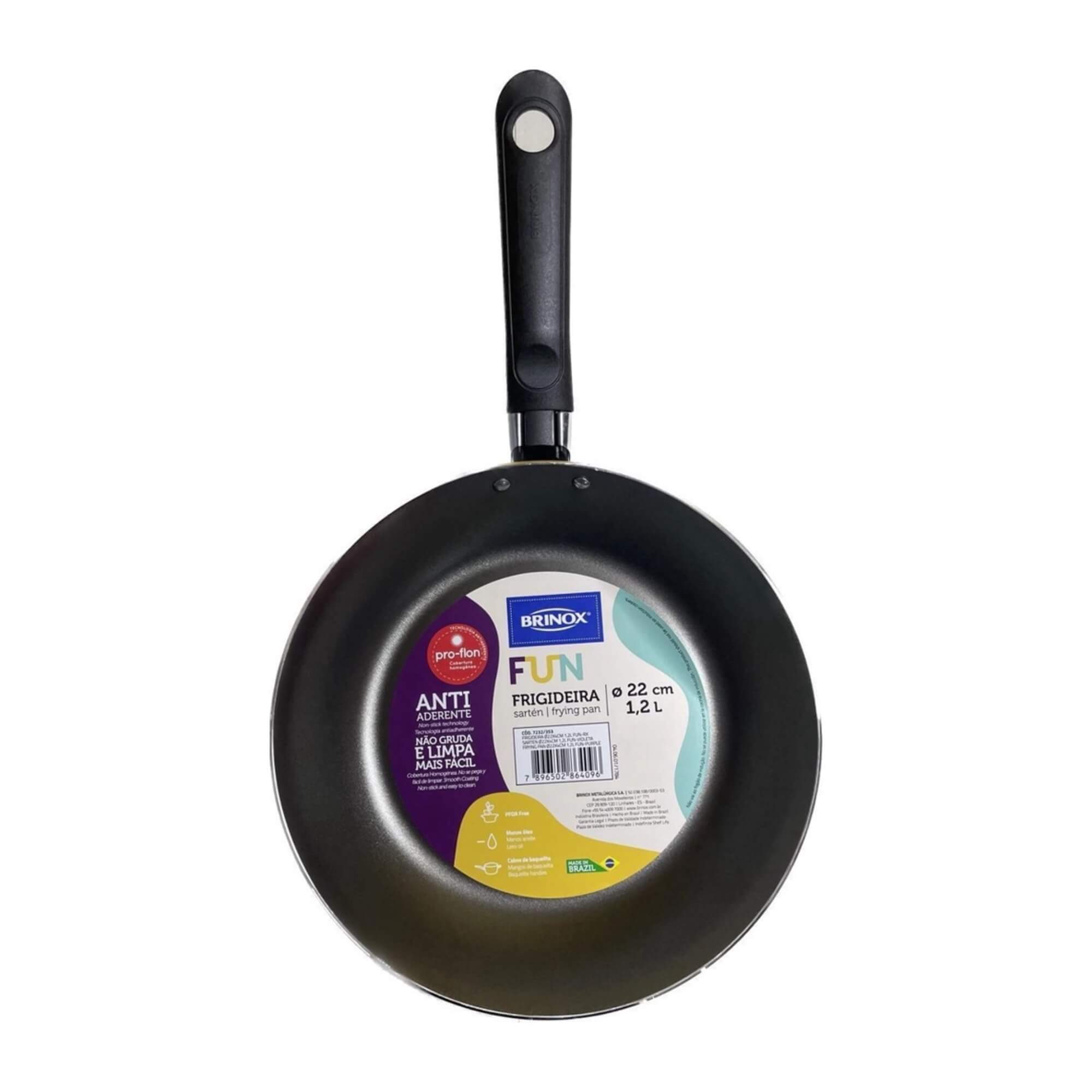 Frigideira Antiaderente Fun Colors 22 cm 1,2L Roxa Brinox - 7232/353