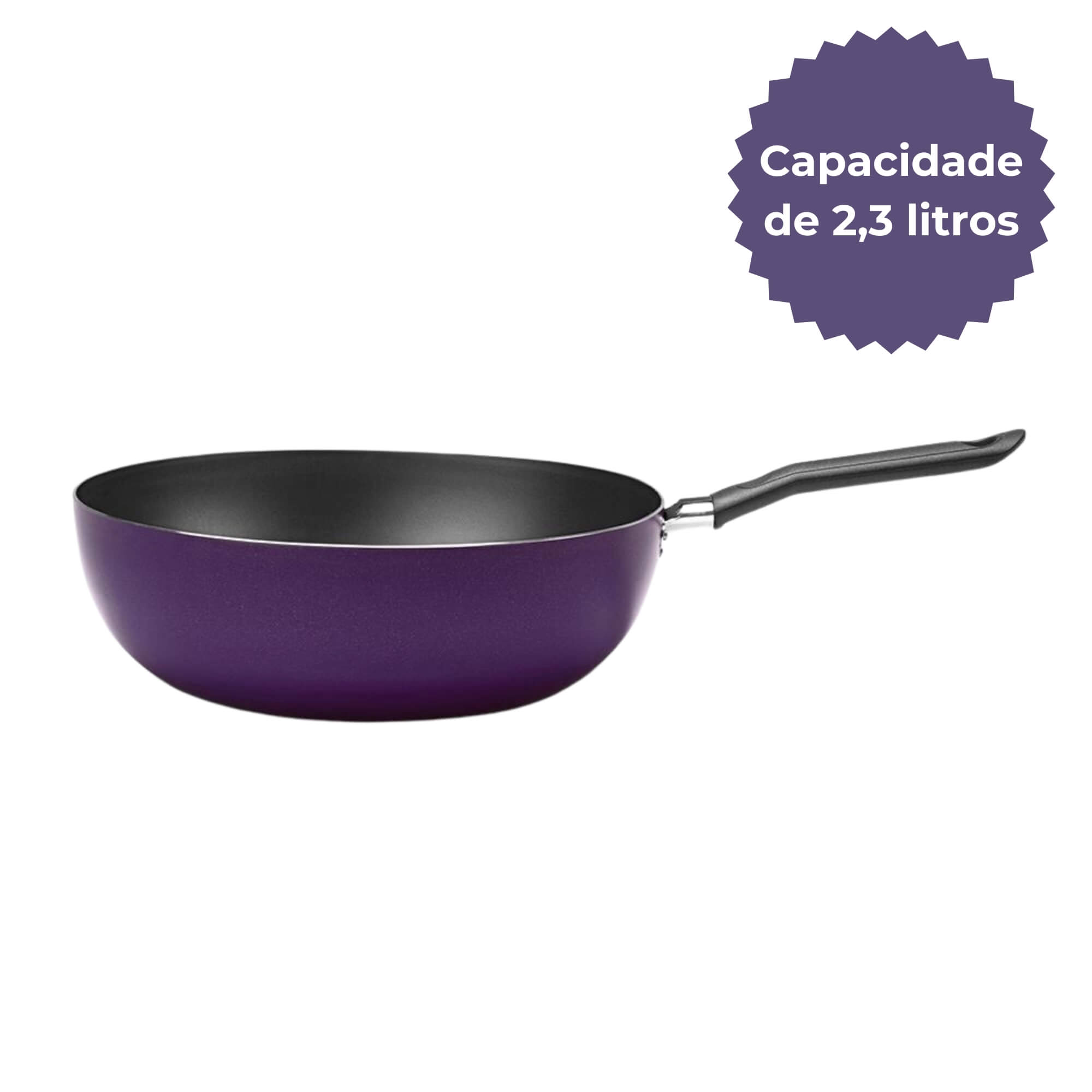 Frigideira Wok Alumínio Antiaderente 24cm 2,3L Fun Roxo Brinox - 7232/360
