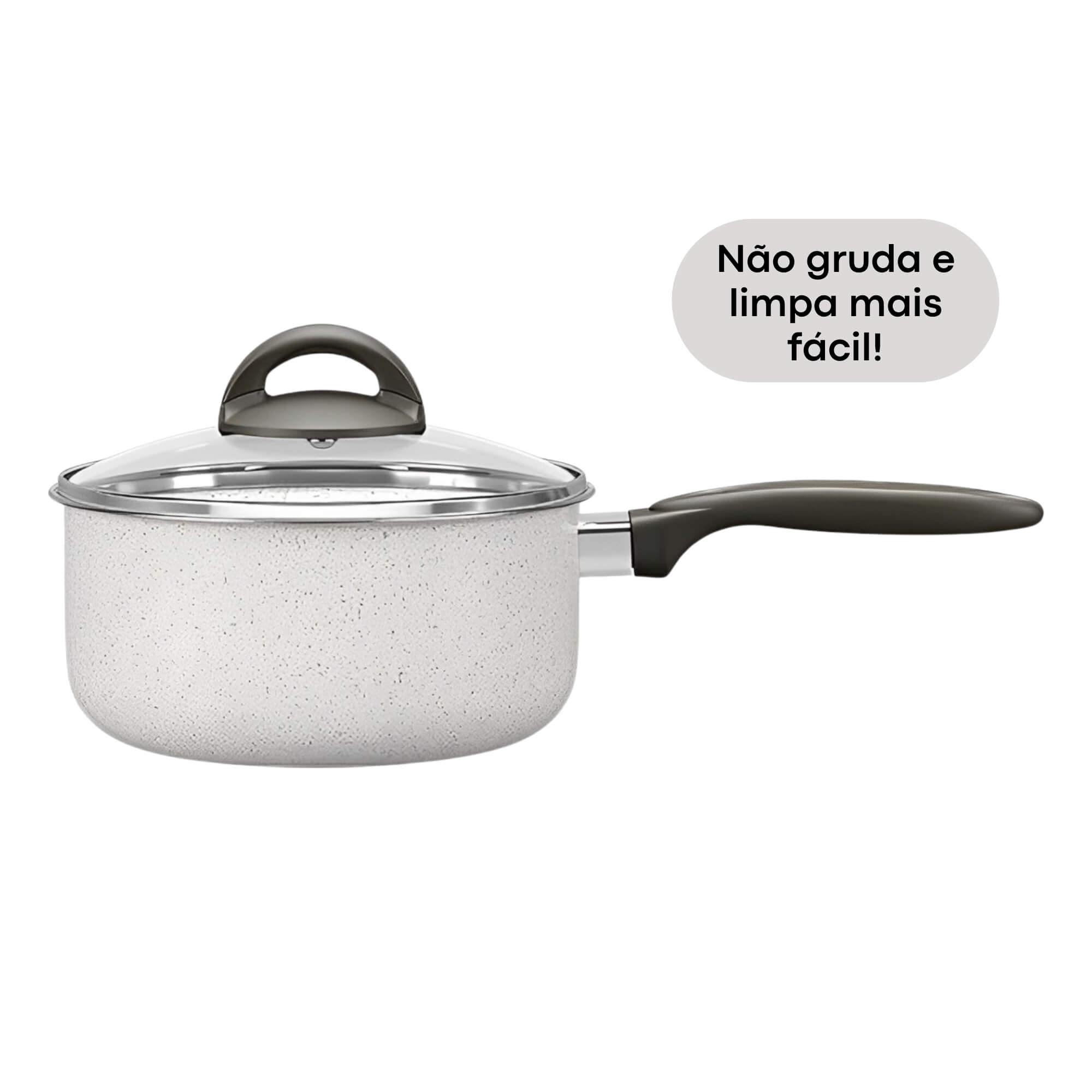 Panela com Tampa Antiaderente 18cm 1,9L Ceramic Life Suprema Vanilla Brinox - 7244/361 (N/A)