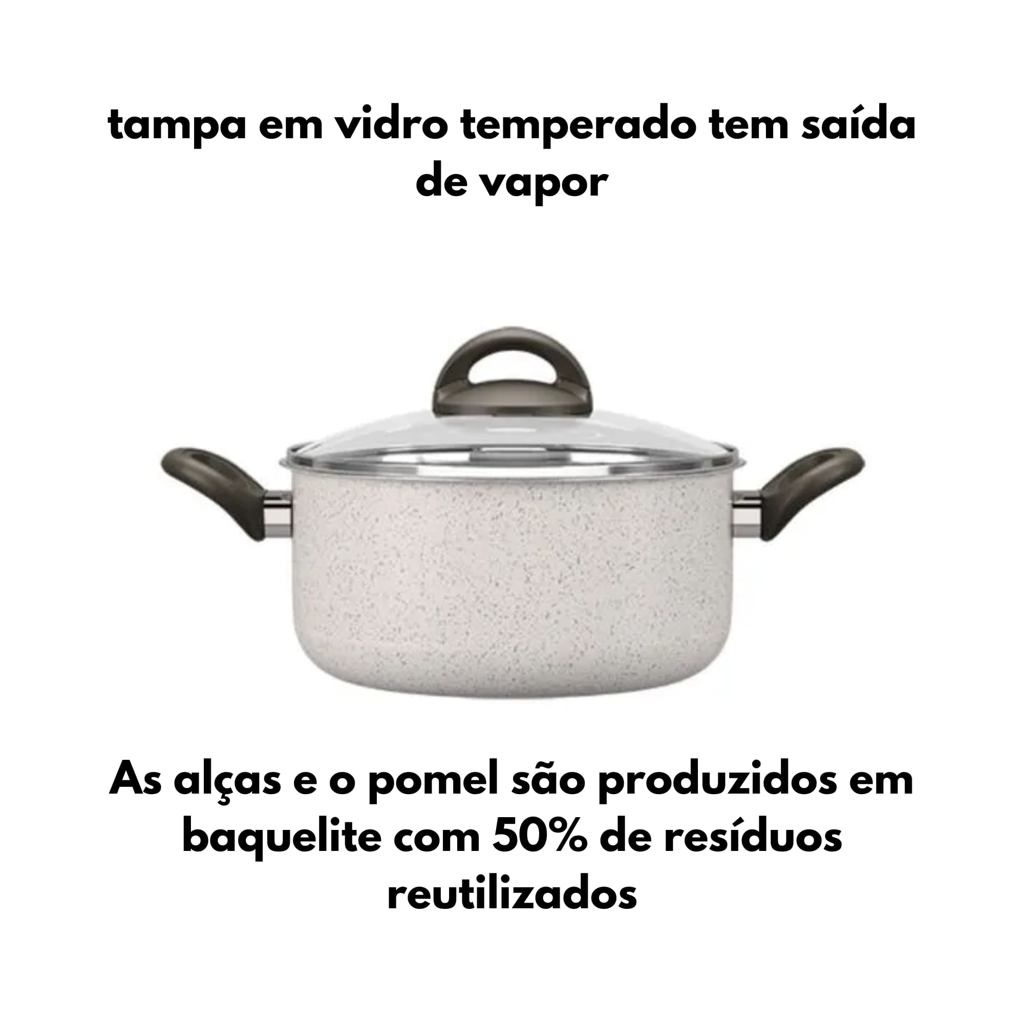 Caçarola com Tampa 20cm 2,65L Antiaderente Ceramic Life Vanilla Suprema Brinox - 7244/363 (N/A)