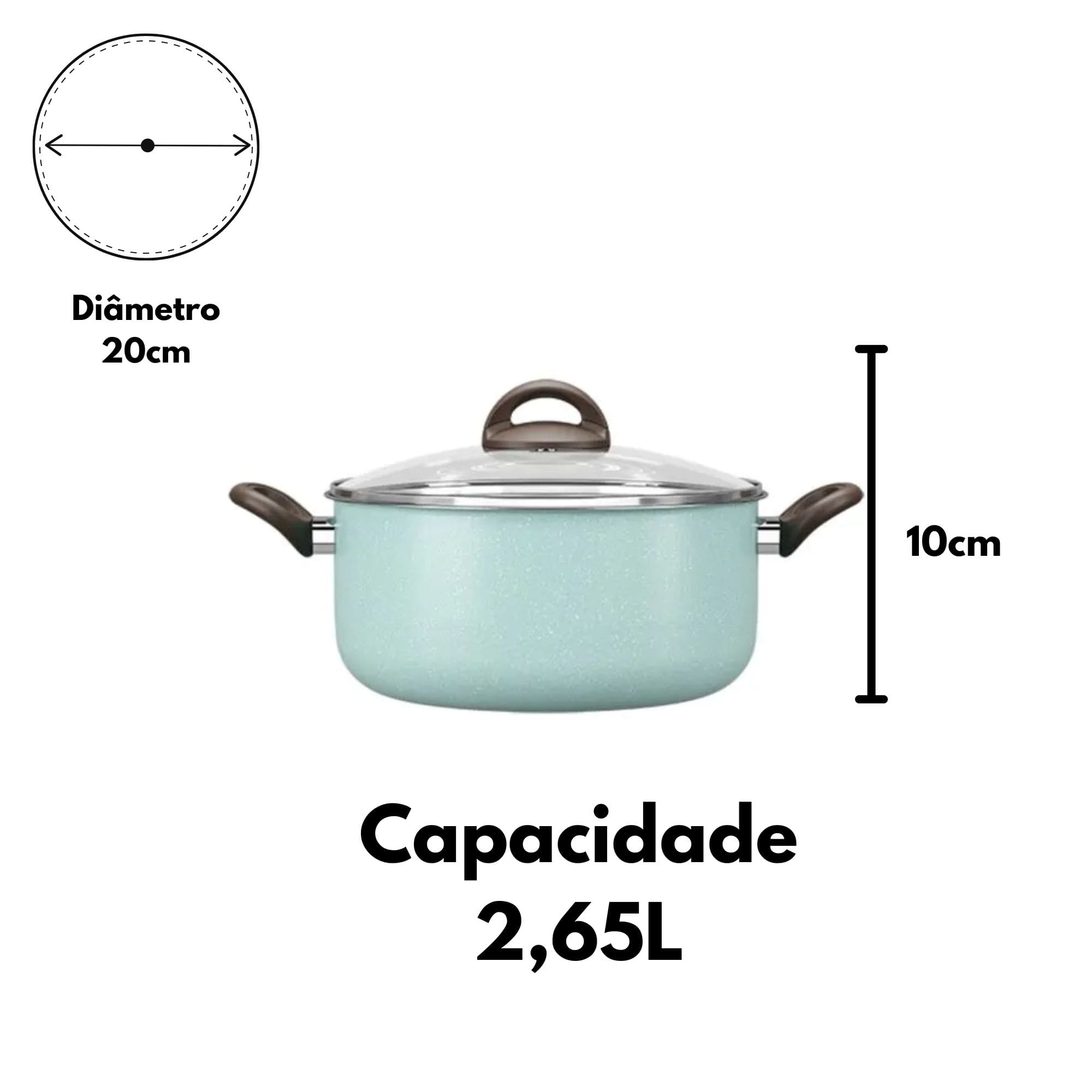 Caçarola com Tampa 20cm 2,65L Revestimento Antiaderente Ceramic Life Verde Suprema Brinox - 7245/363 (N/A)