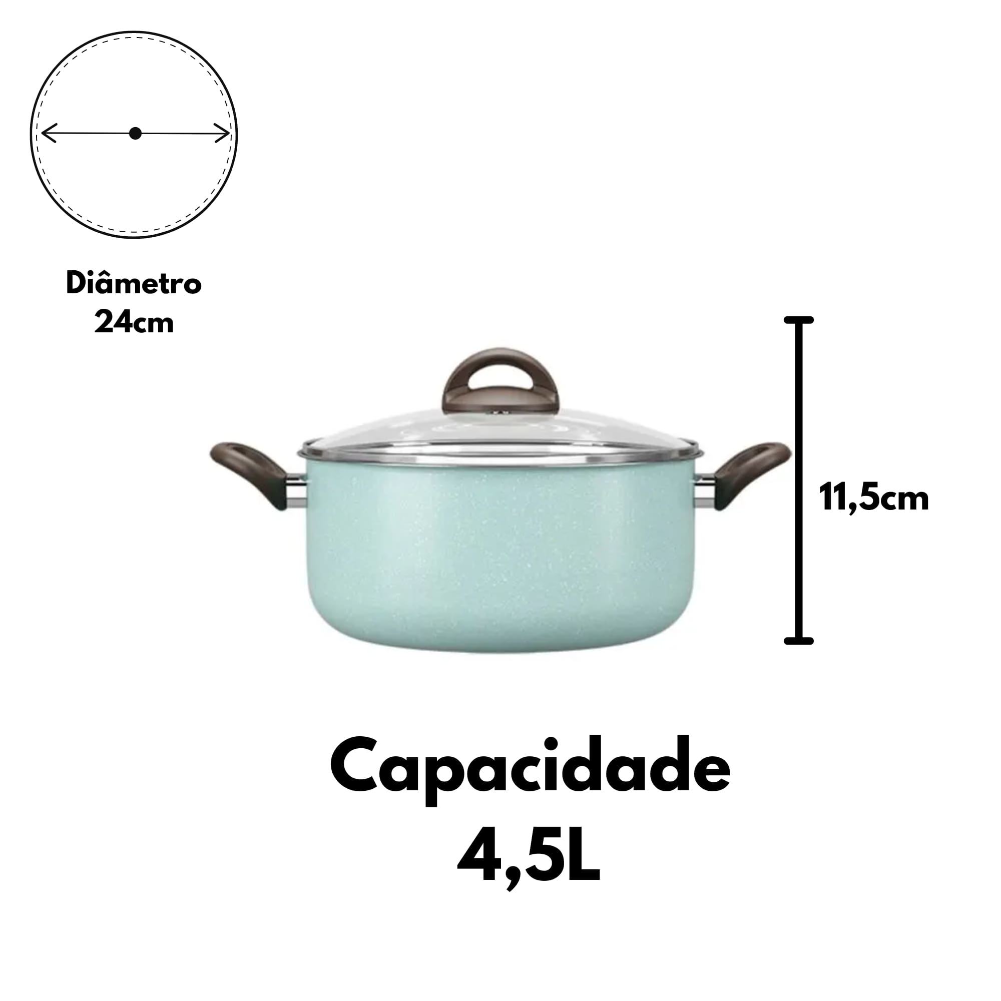 Caçarola com Tampa 24cm 4,5L Revestimento Ceramic Life Antiaderente Suprema Verde Brinox - 7245/365 (N/A)