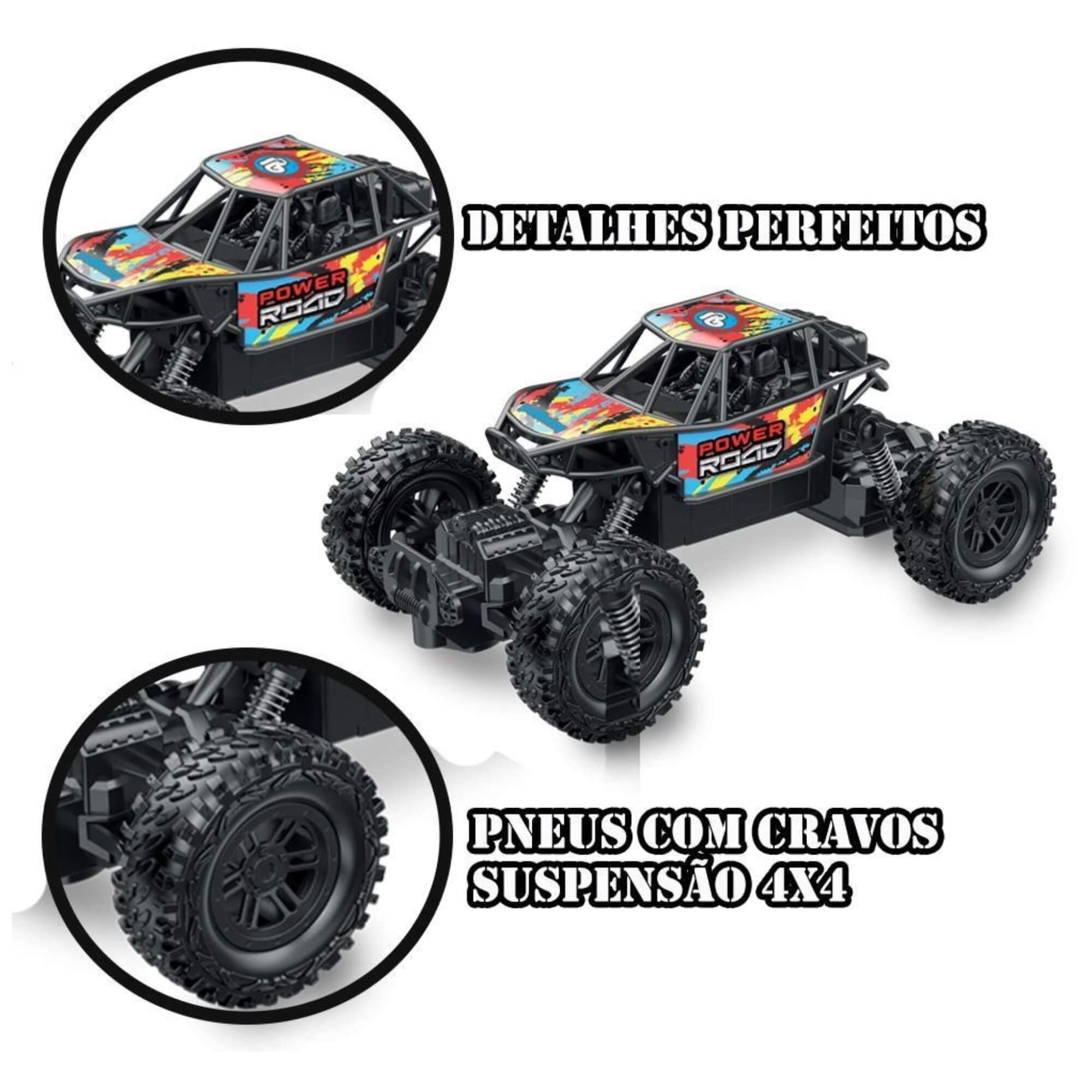 Brinquedo Infantil Carrinho de Controle Remoto Power Road Polibrinq - CAR815