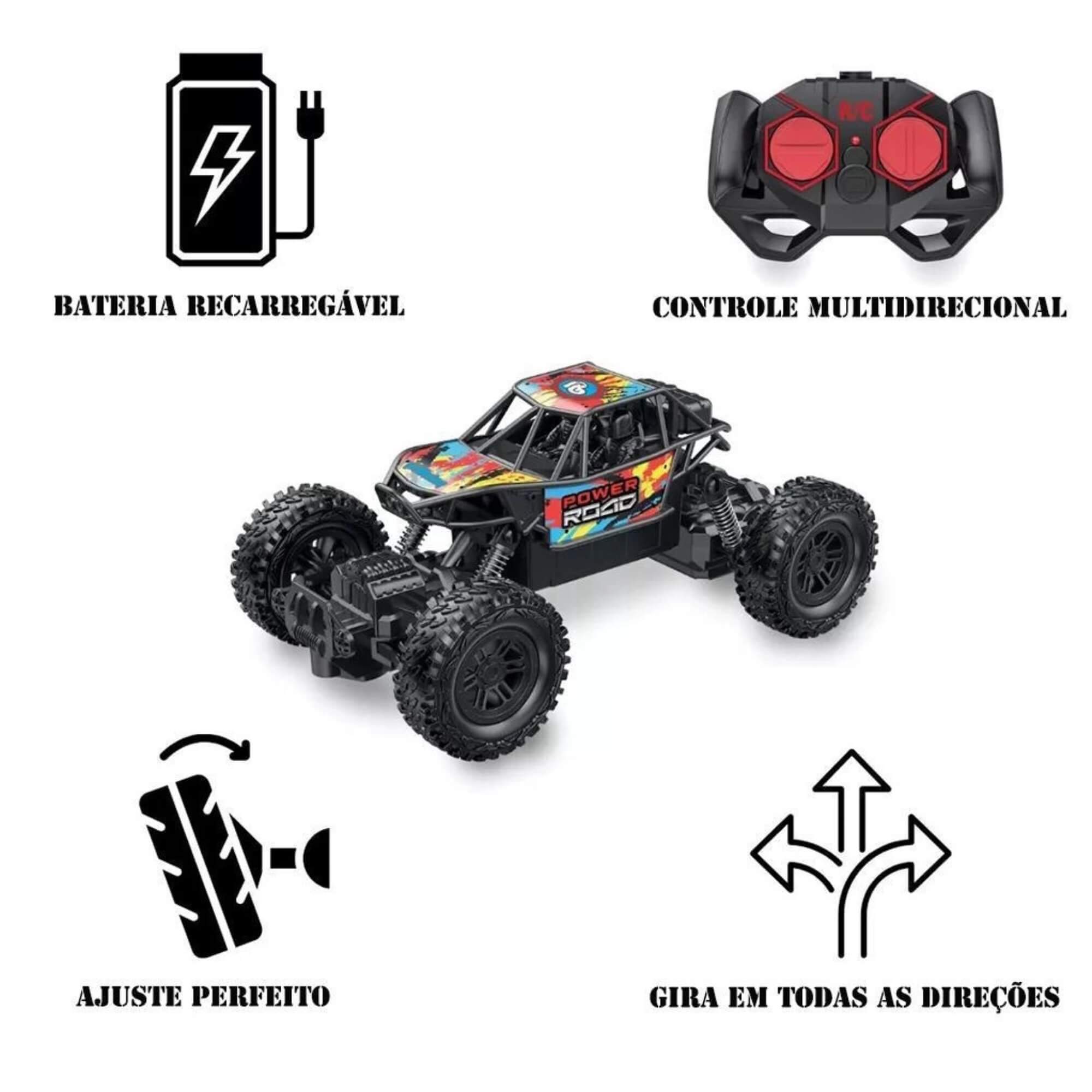 Brinquedo Infantil Carrinho de Controle Remoto Power Road Polibrinq - CAR815