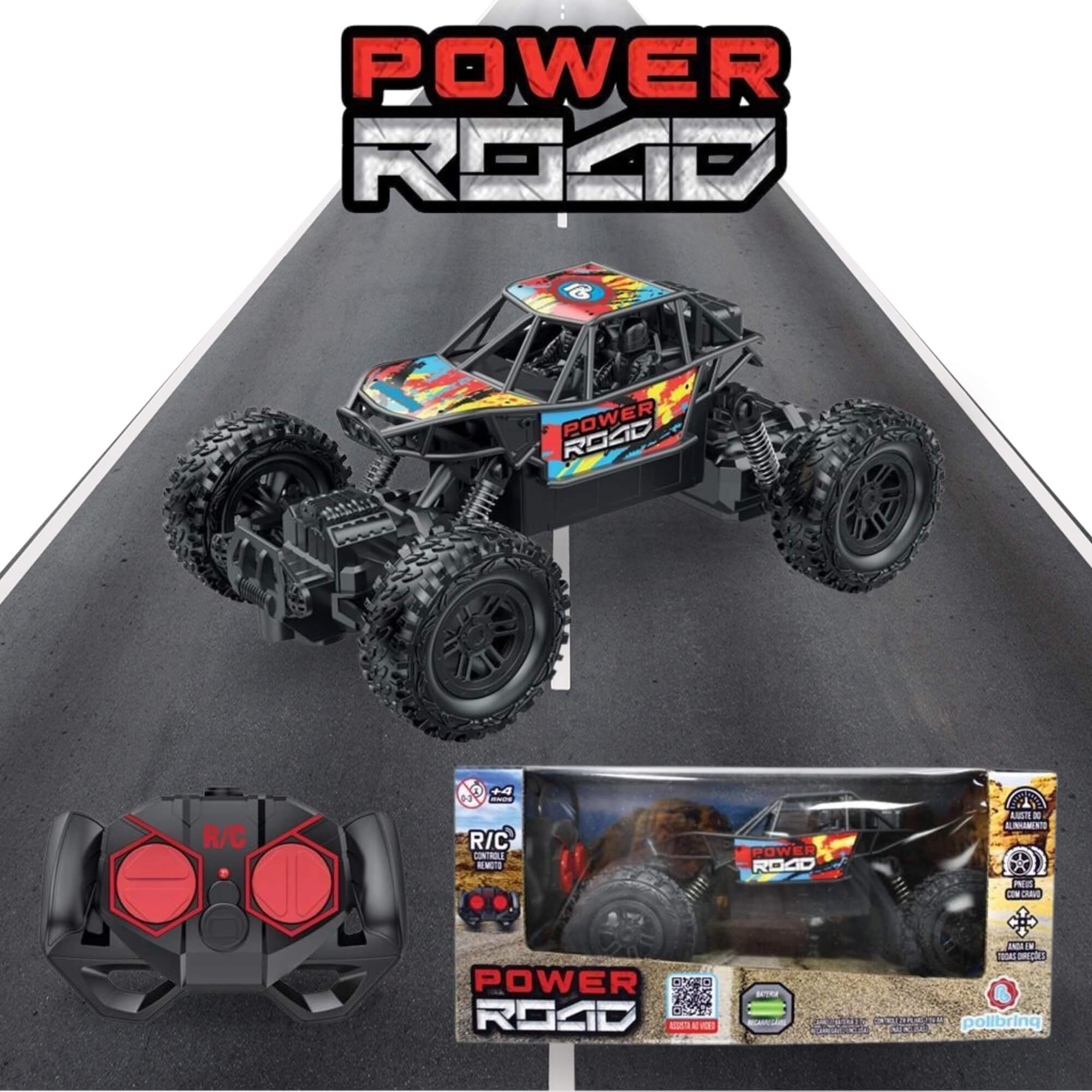 Brinquedo Infantil Carrinho de Controle Remoto Power Road Polibrinq - CAR815