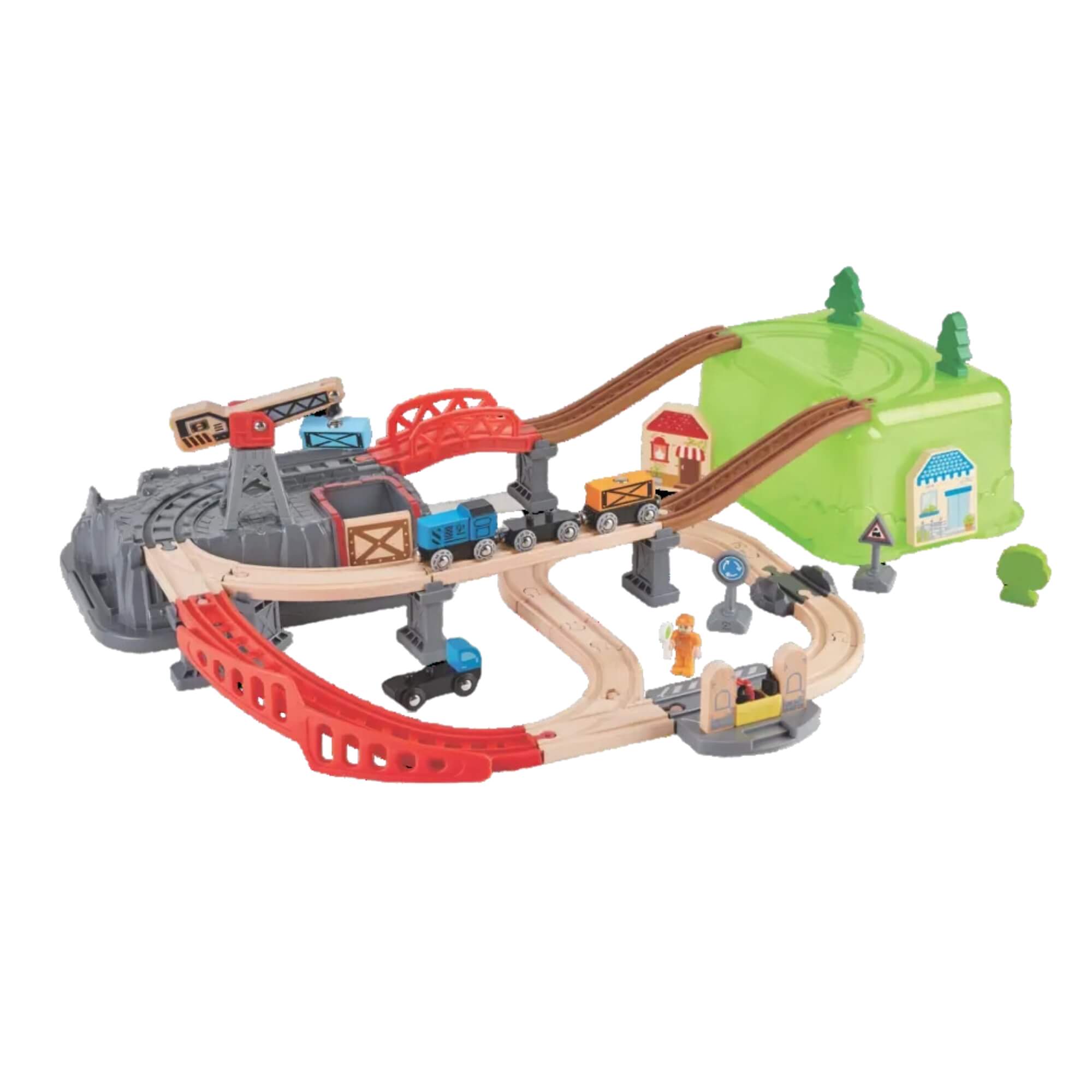 Brinquedo Infantil Ferrovia Estação de Cargas em Caixa Xalingo - 67398
