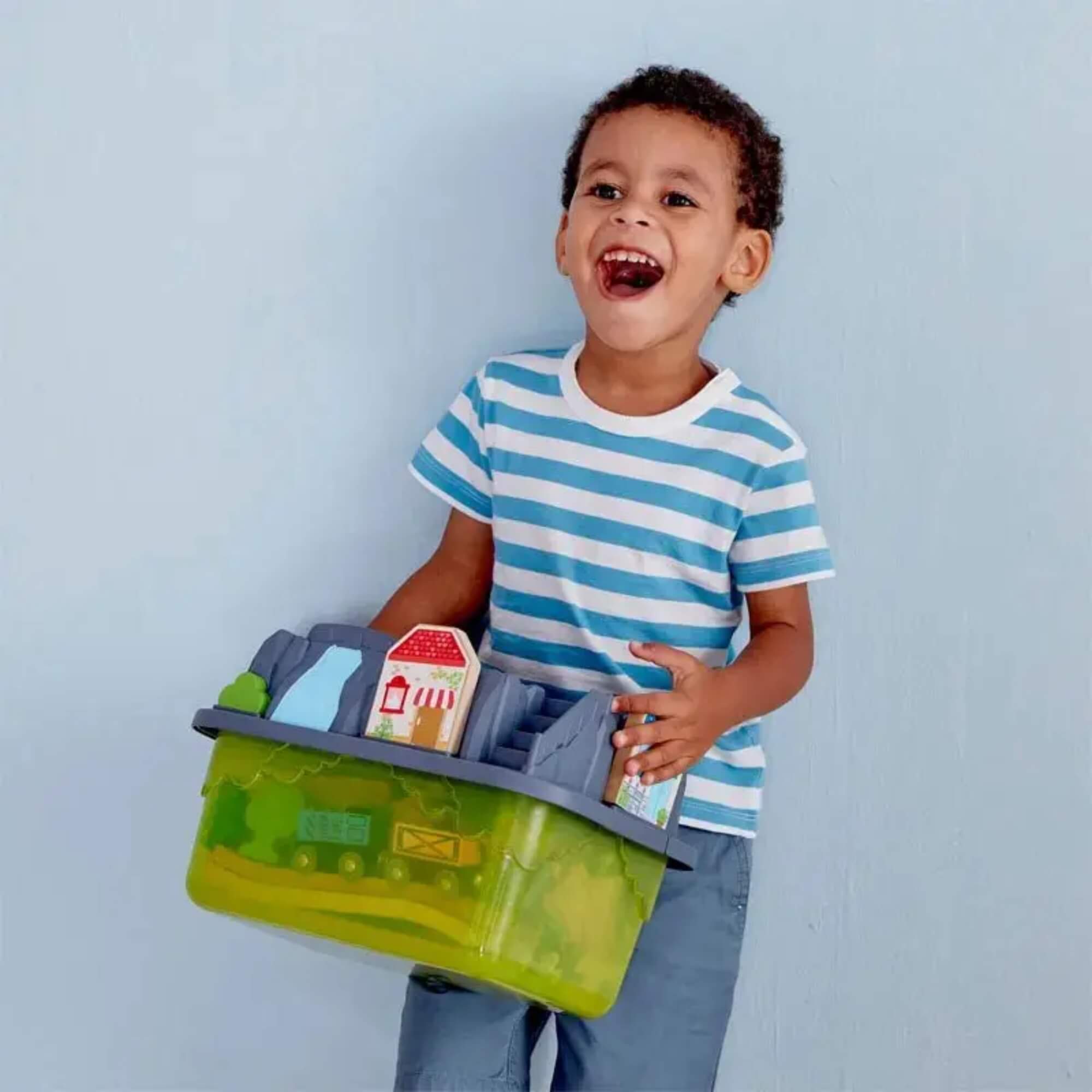Brinquedo Infantil Ferrovia Estação de Cargas em Caixa Xalingo - 67398
