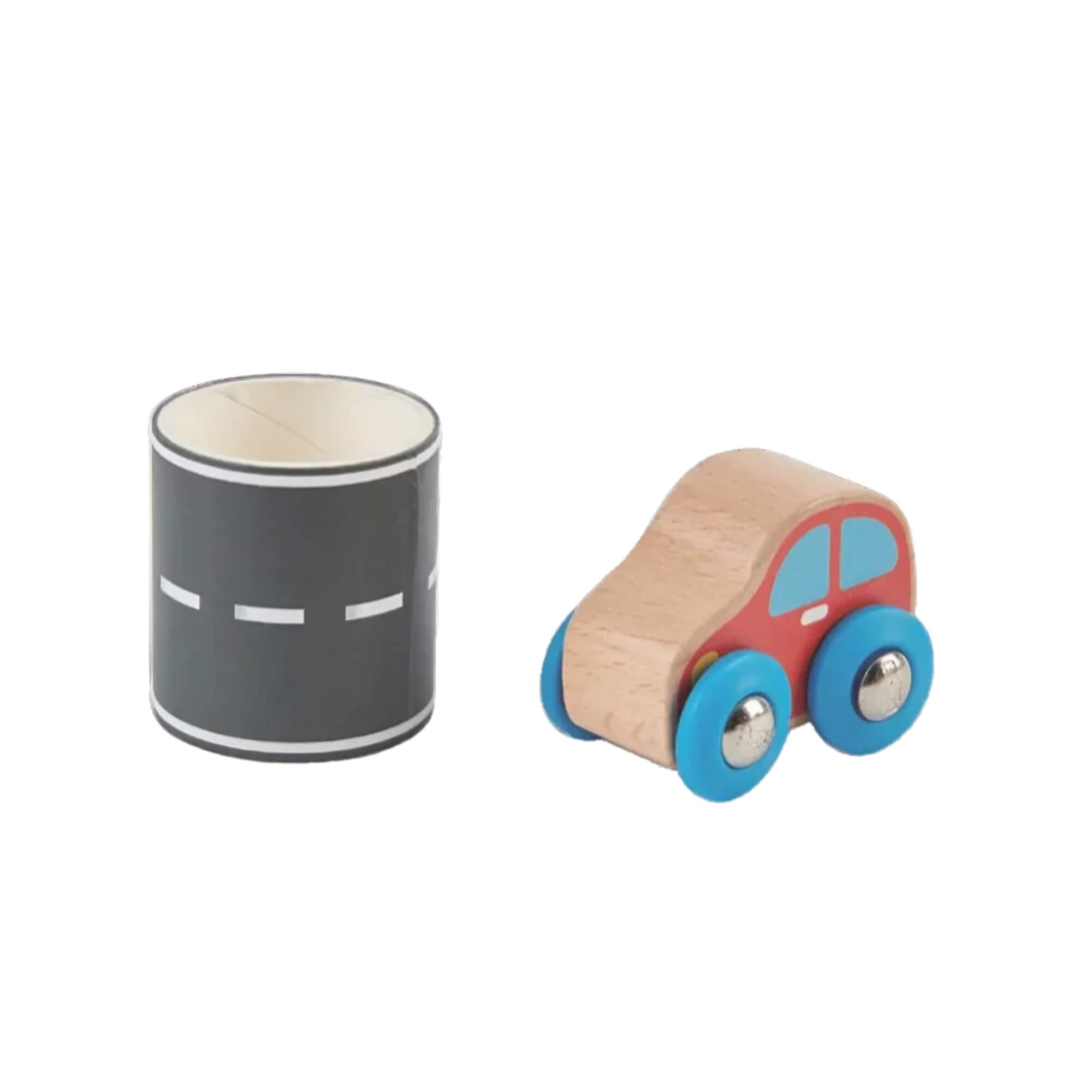 Brinquedo Infantil Carrinho de Madeira com Pista em Fita Adesiva Xalingo - 67743