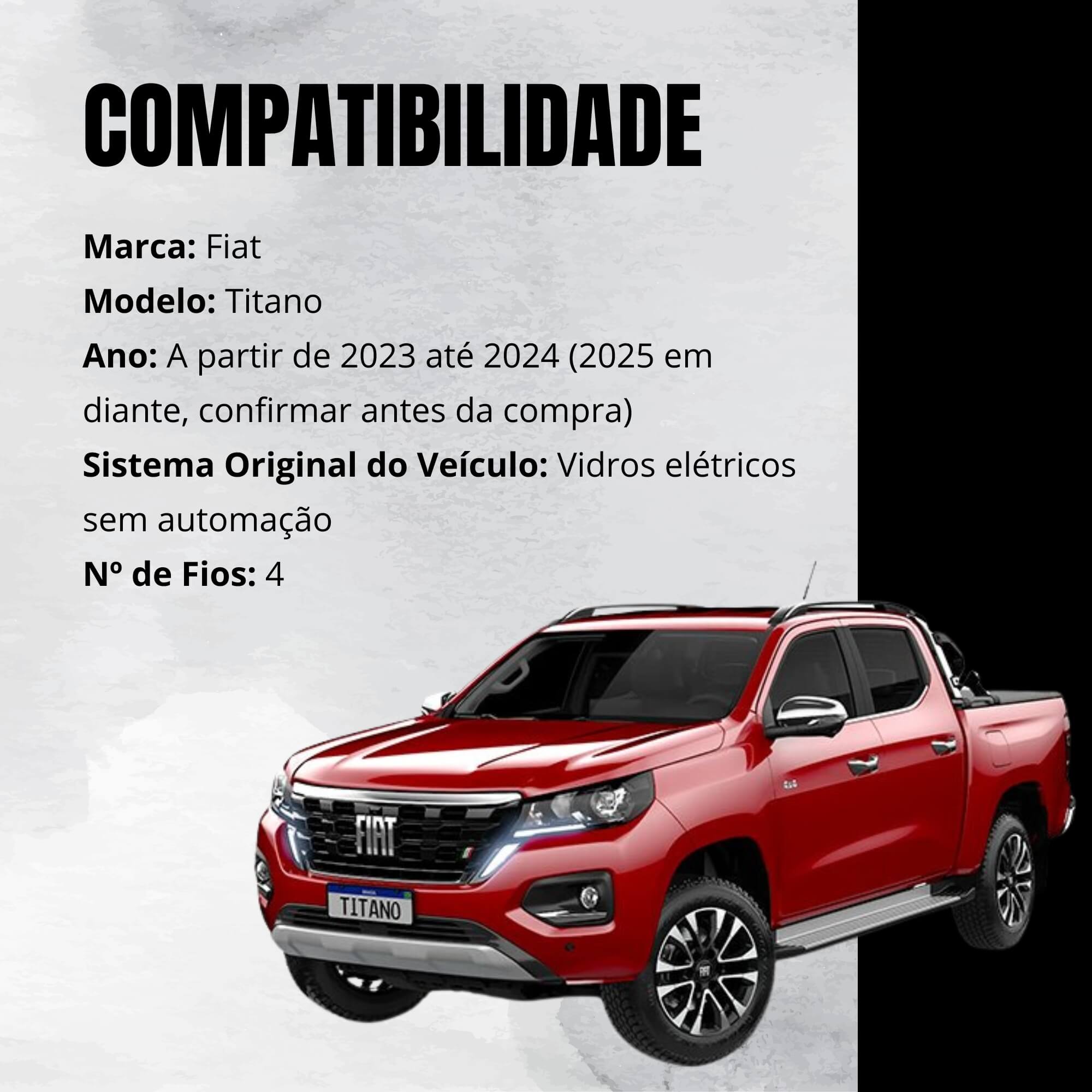 Módulo Automação de Vidro Elétrico compatível com Titano a partir de 2023 Tury - PRO4.46LONGAK