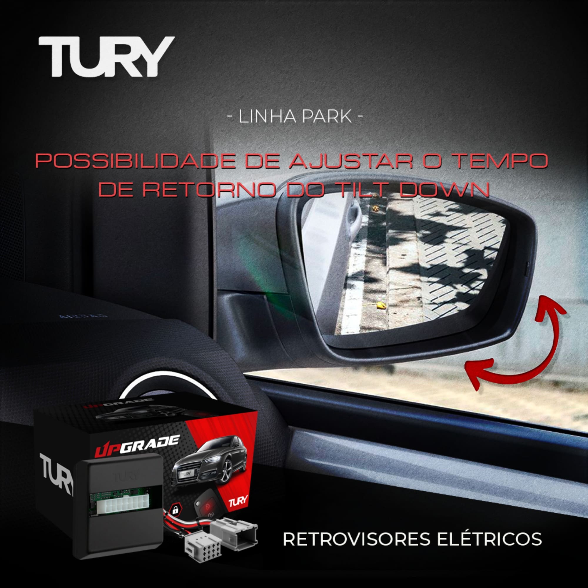 Módulo de Automação de Retrovisores Tilt Down para Bronco e Maverick Tury - PARK1.10.0DP