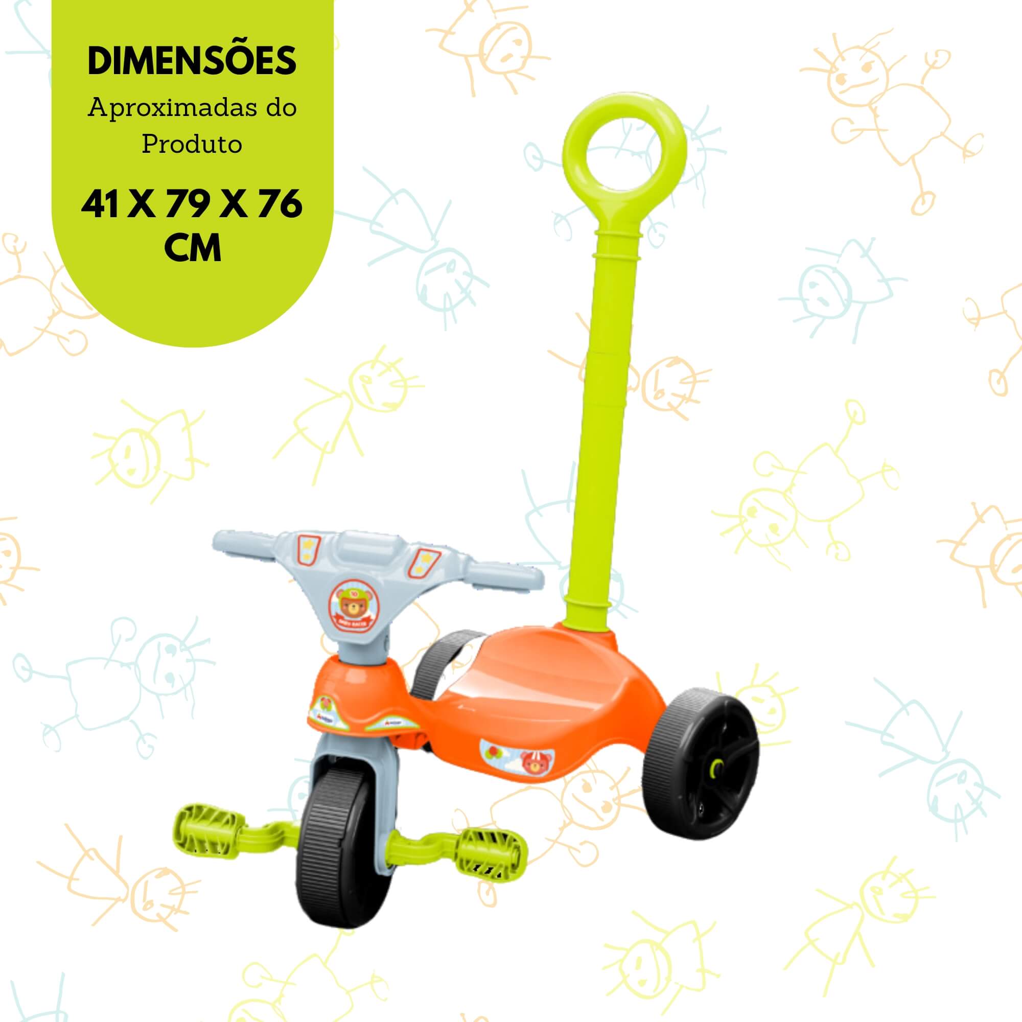Triciclo Infantil Baby Racer com Empurrador Xalingo - 07675