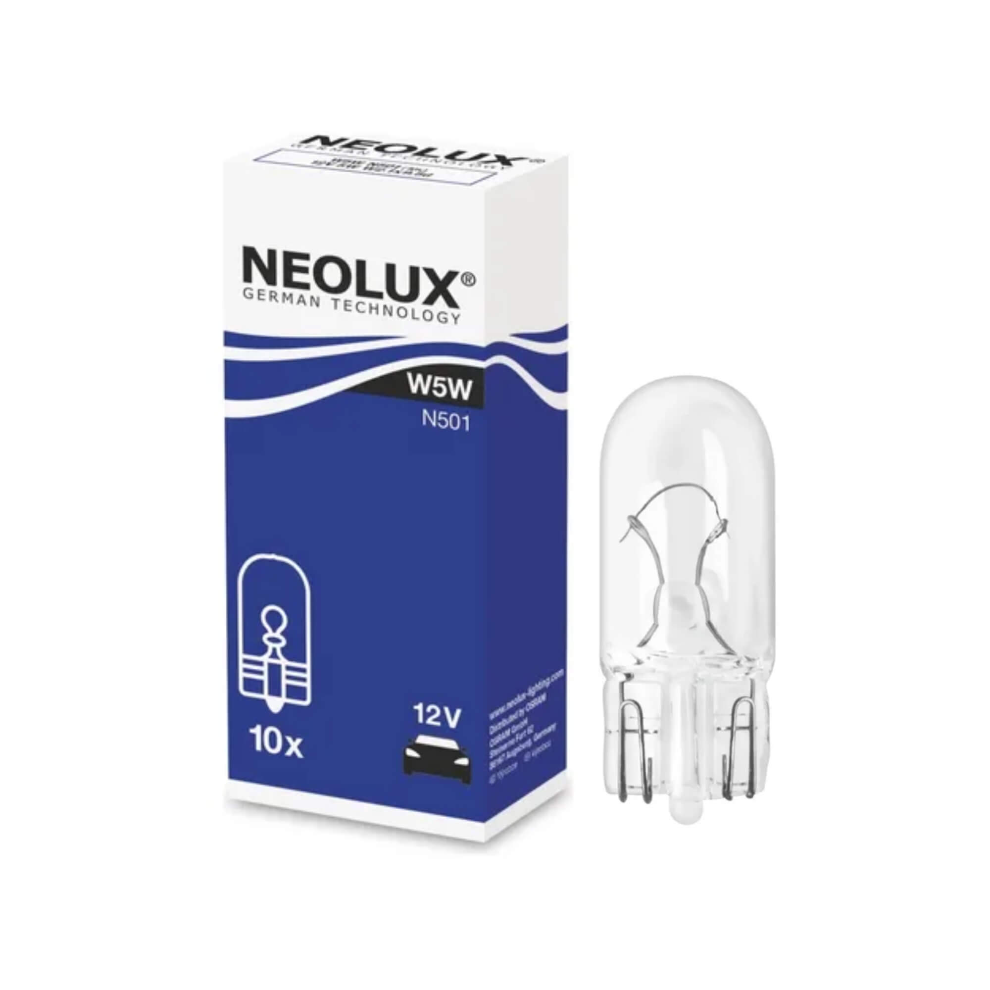 Lâmpada Esmagada T10 5W 12V N501 Caixa com 10 Peças Neolux - NE03160011