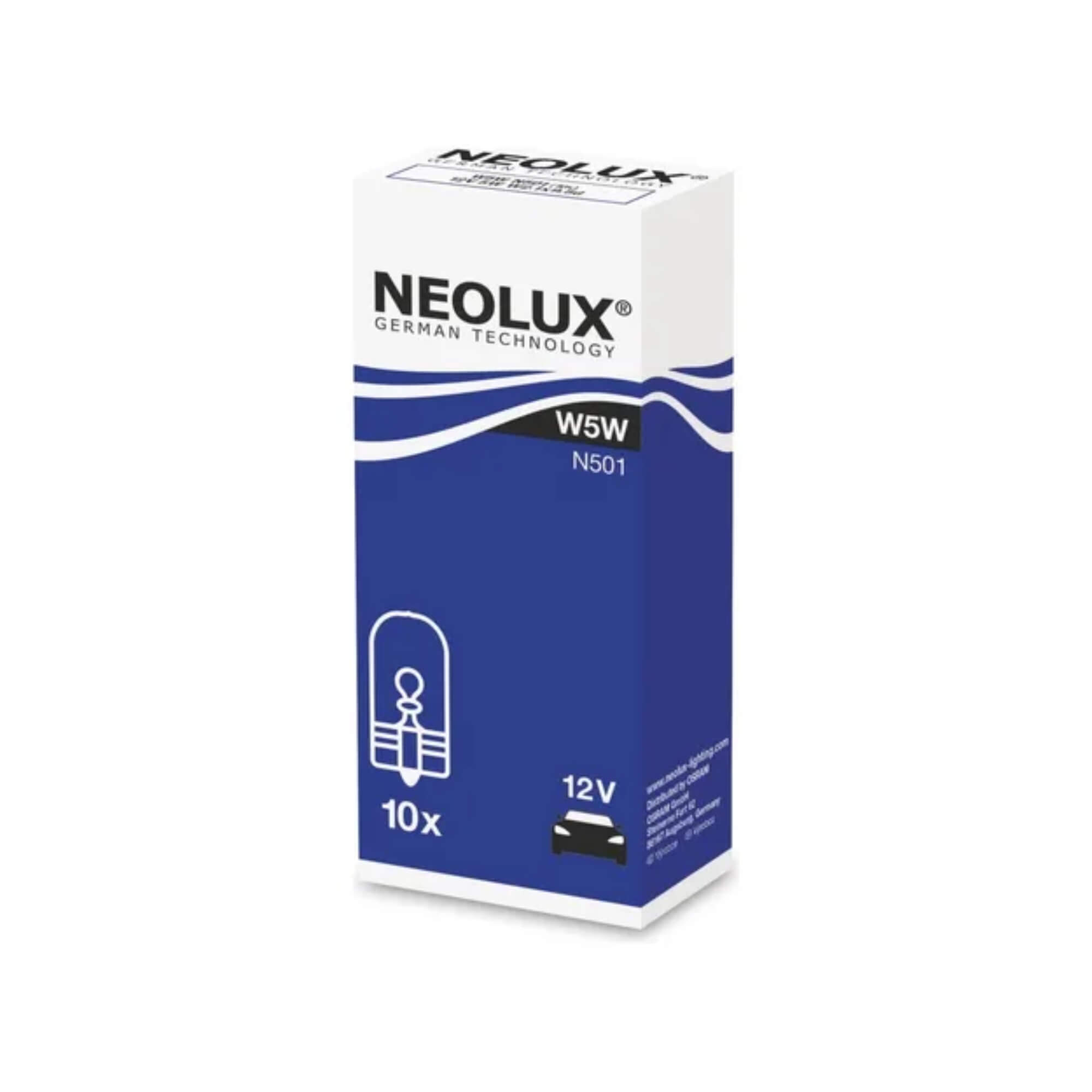 Lâmpada Esmagada T10 5W 12V N501 Caixa com 10 Peças Neolux - NE03160011