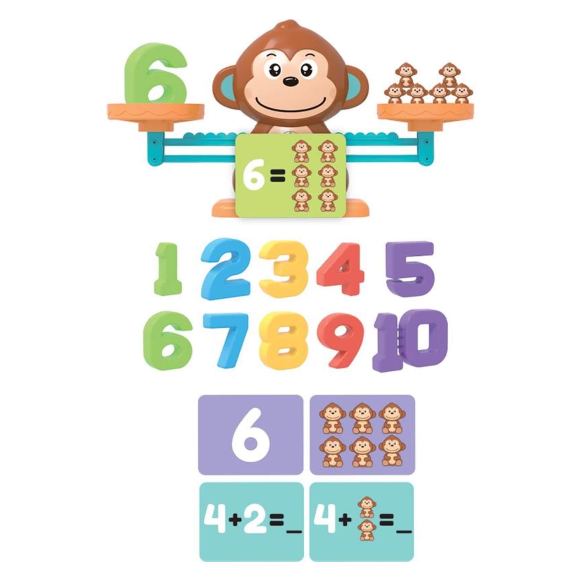 Jogo Recreativo Multijogadores Balança Macaco Aprenda a Somar Educ Play 30 Desafios Polibrinq - PB523