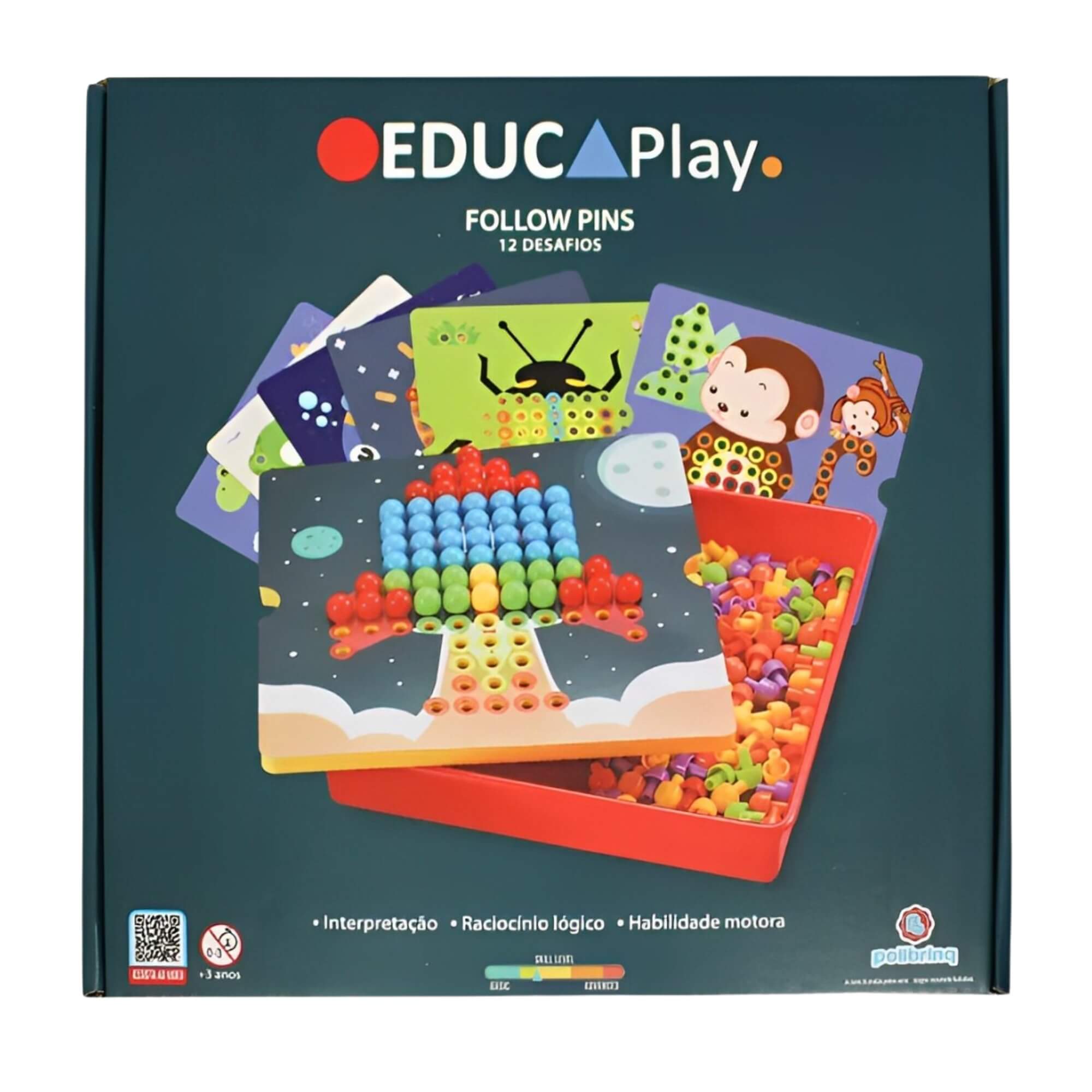 Brinquedo Infantil Educativo de Montar e Desmontar Follow Beads 12 Desafios Polibrinq - BM052
