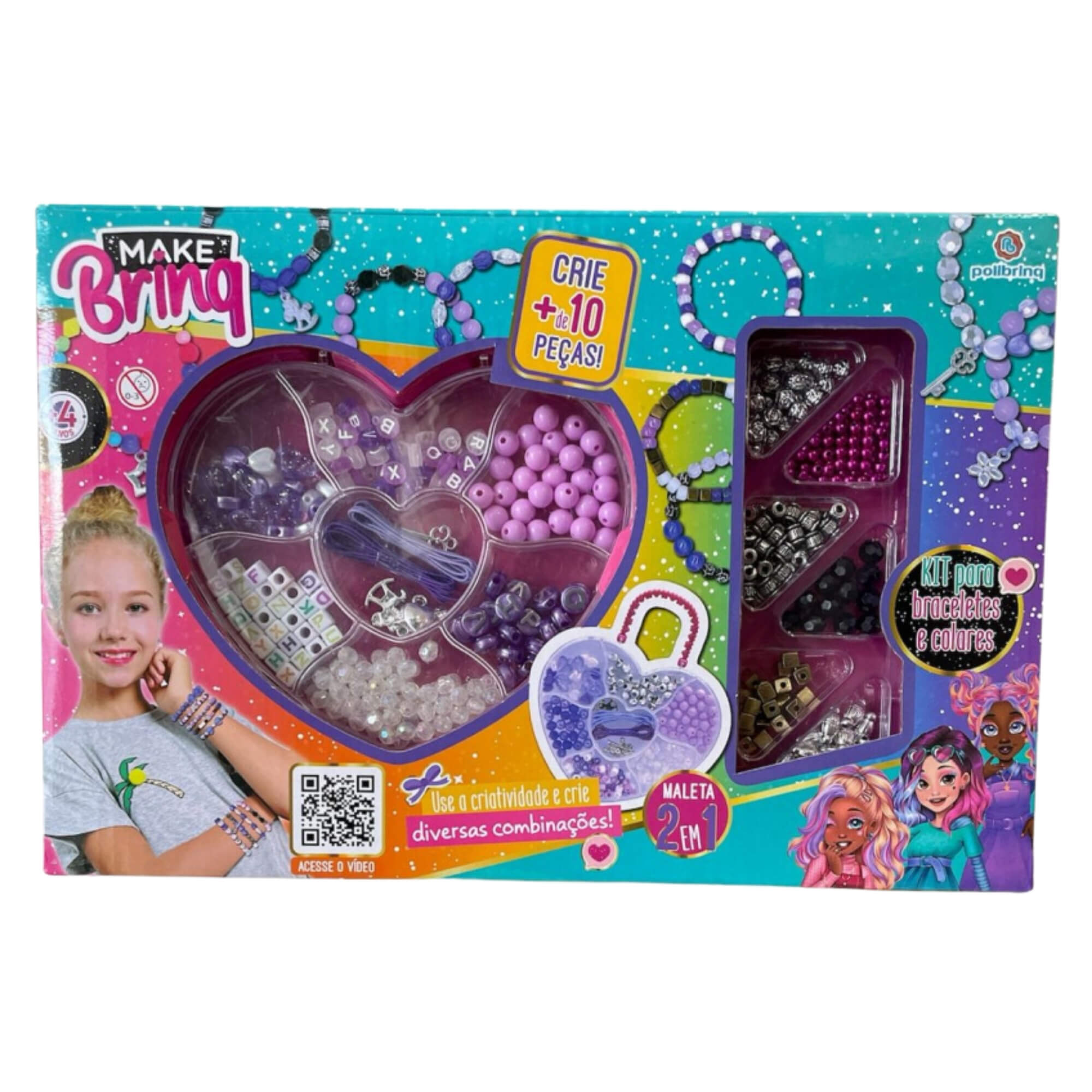 Kit Infantil de Braceletes e Colares Make Brinq Polibrinq - MK56