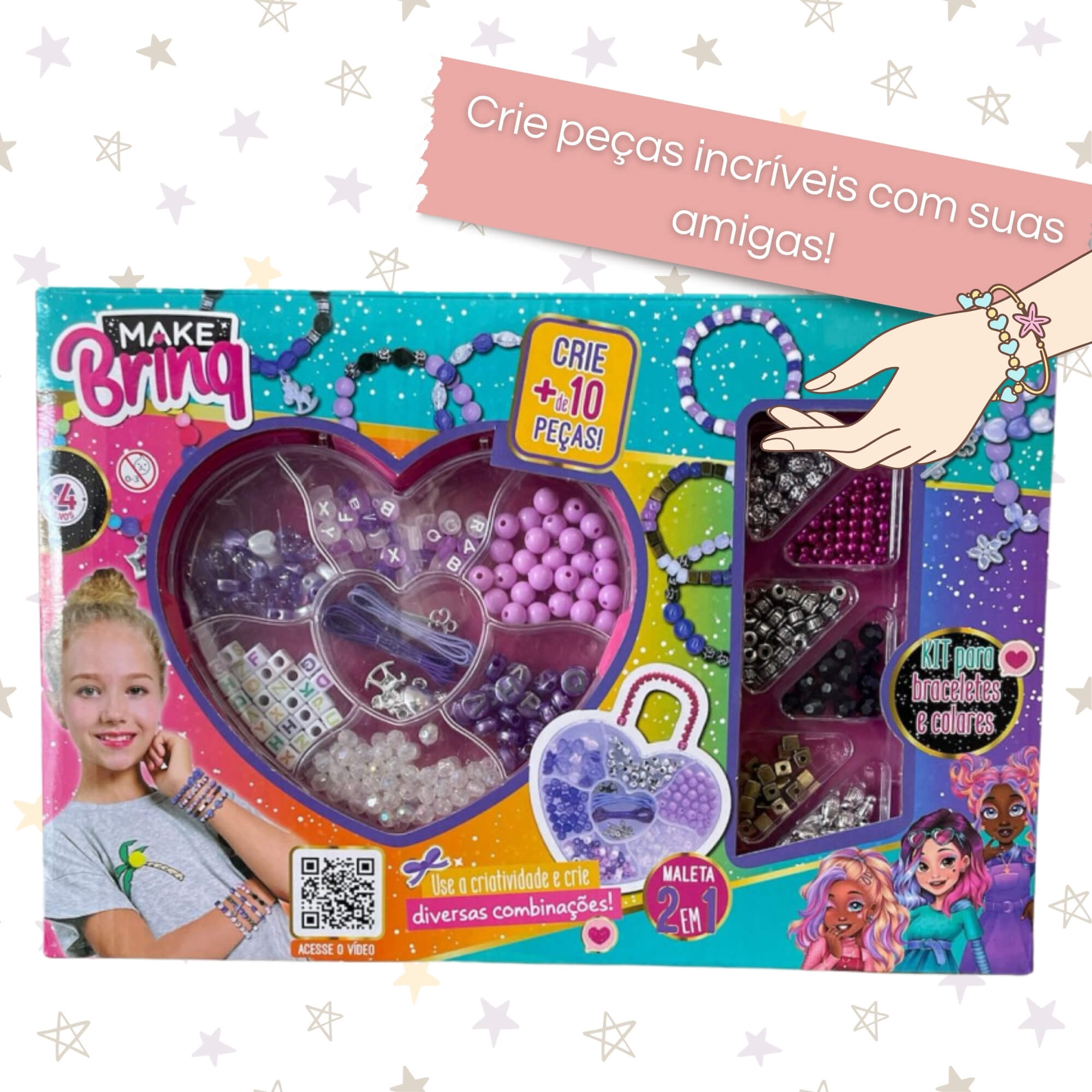 Kit Infantil de Braceletes e Colares Make Brinq Polibrinq - MK56