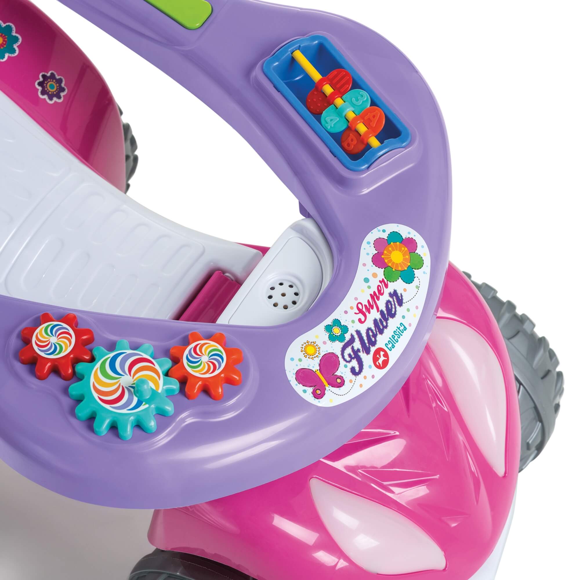 Quadriciclo Infantil Super Flower Rosa com Empurrador Calesita - 0943