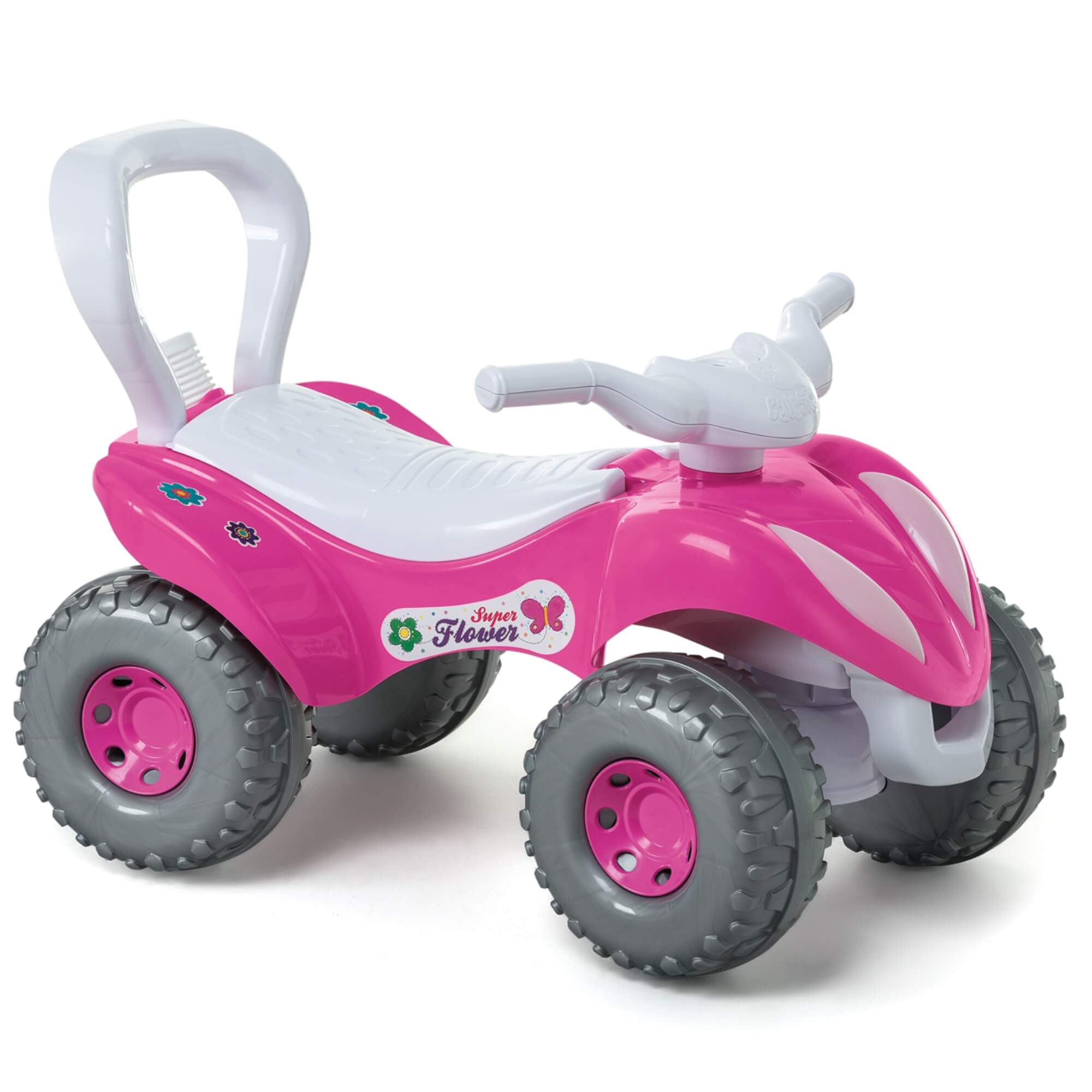 Quadriciclo Infantil Super Flower Rosa com Empurrador Calesita - 0943