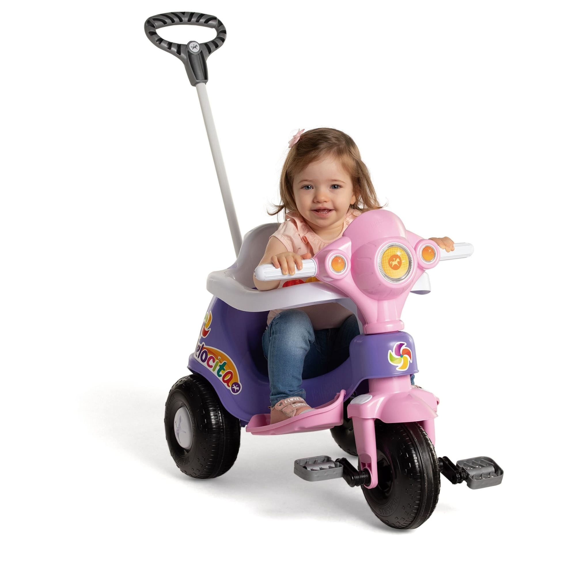Triciclo Infantil Velocita Lilás +24 Meses Empurrador e Pedal C/Buzina CALESITA - 0959