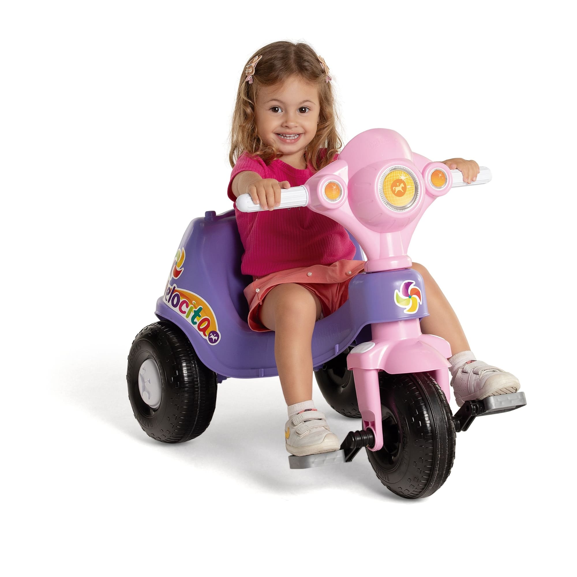 Triciclo Infantil Velocita Lilás +24 Meses Empurrador e Pedal C/Buzina CALESITA - 0959