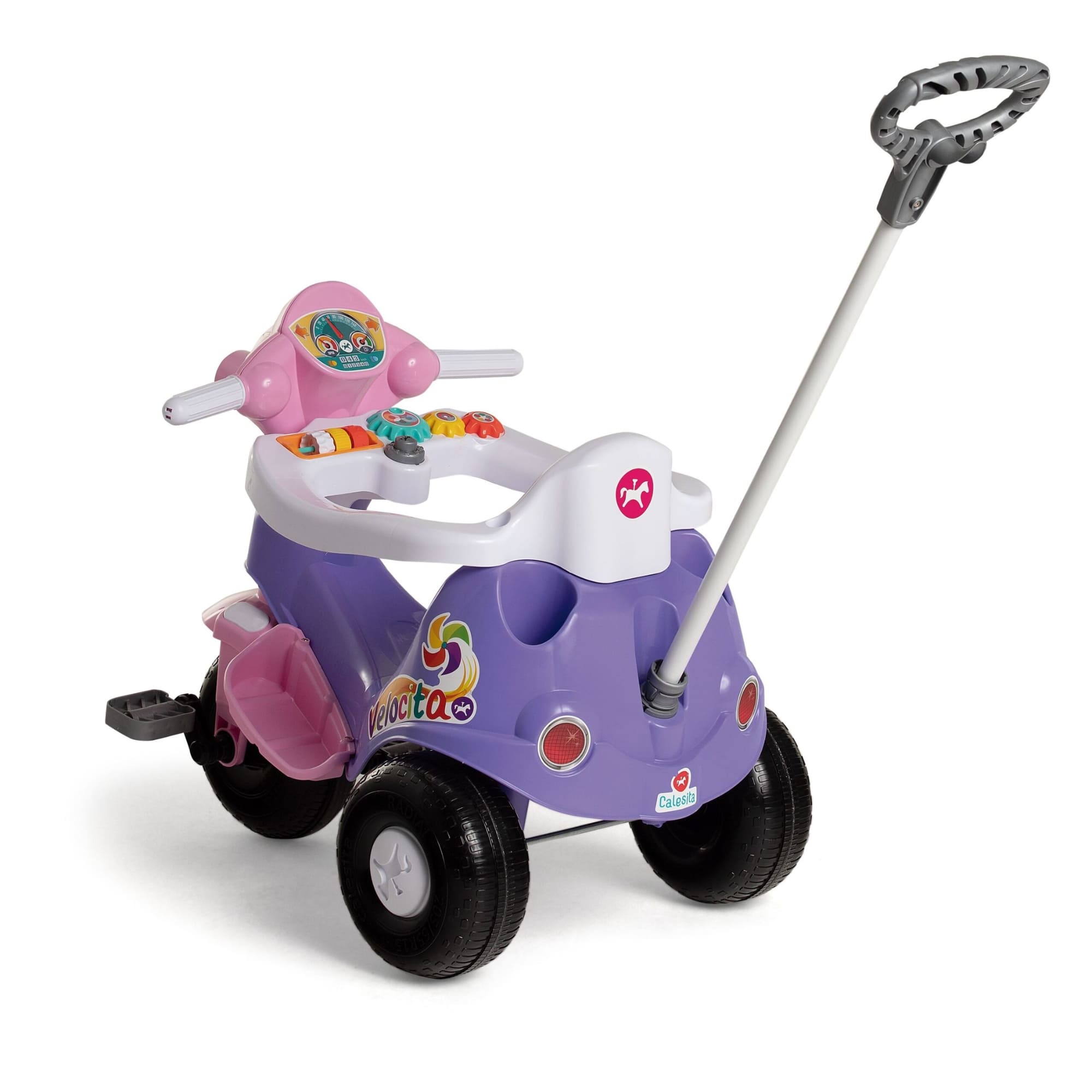 Triciclo Infantil Velocita Lilás +24 Meses Empurrador e Pedal C/Buzina CALESITA - 0959
