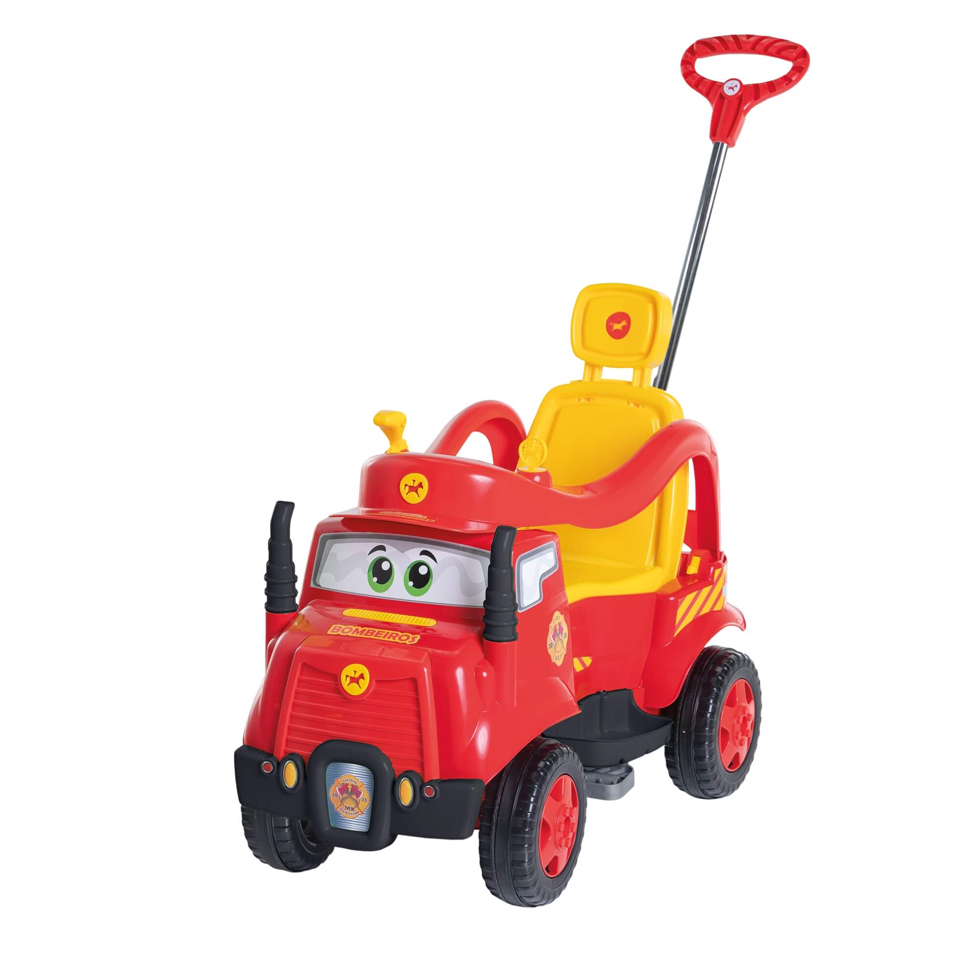 Carrinho de Passeio e Pedal Infantil 2 em 1 MK Bombeiro Calesita - 0979