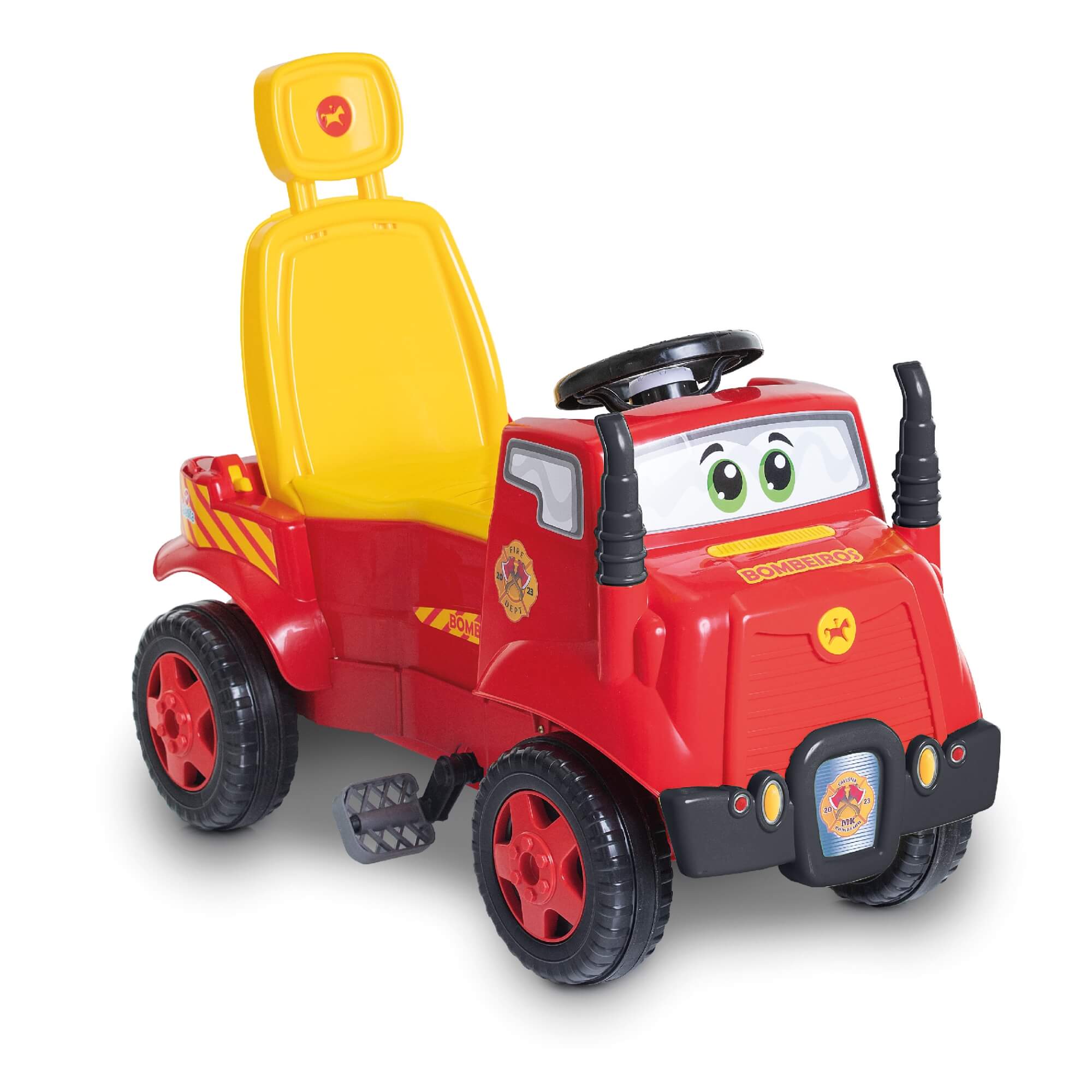 Carrinho de Passeio e Pedal Infantil 2 em 1 MK Bombeiro Calesita - 0979