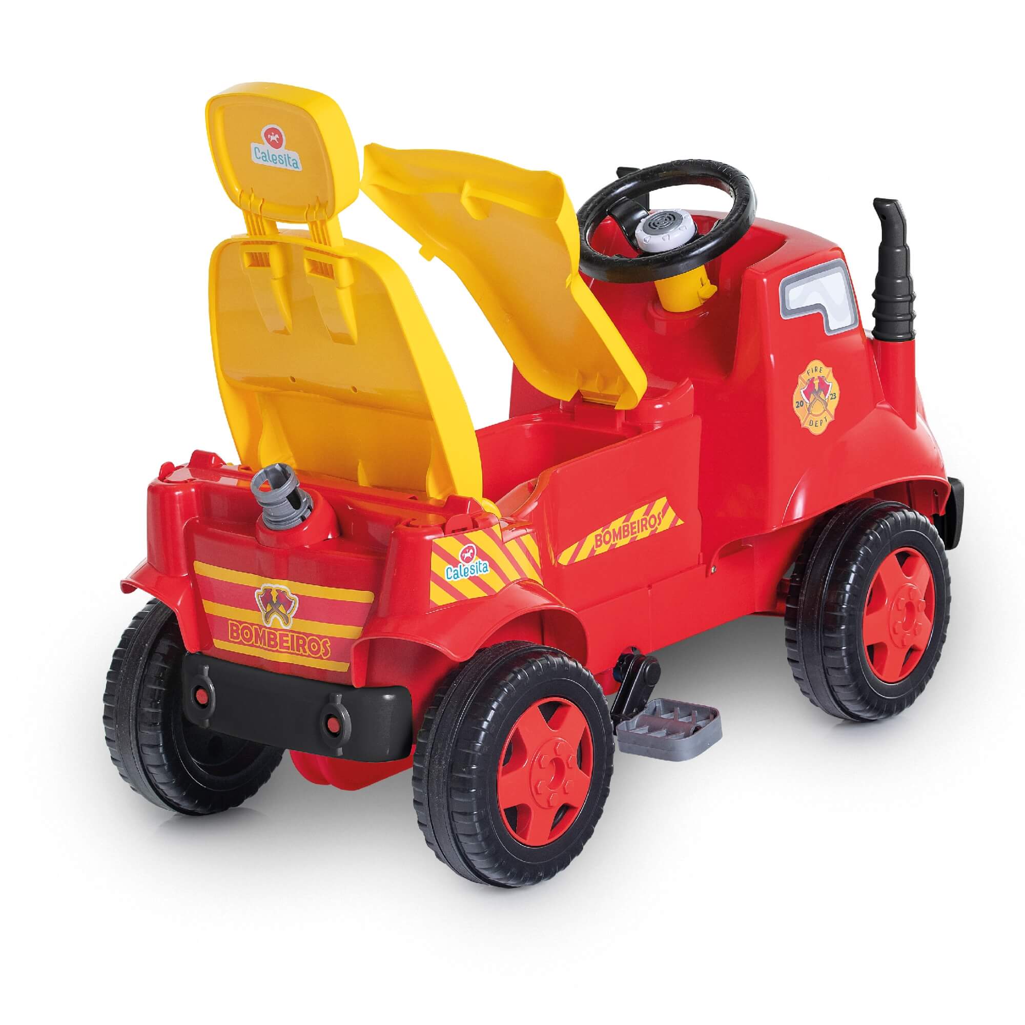 Carrinho de Passeio e Pedal Infantil 2 em 1 MK Bombeiro Calesita - 0979