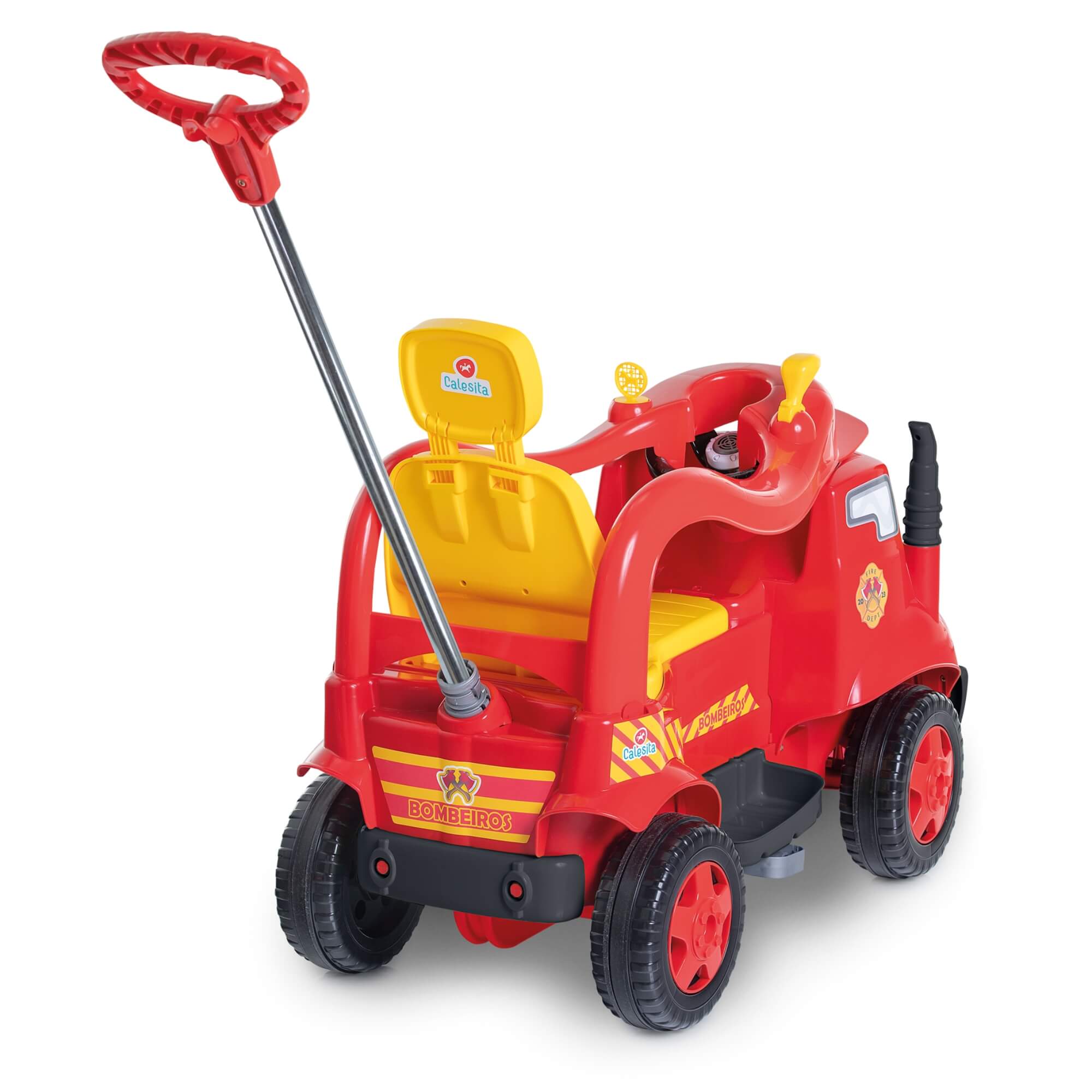 Carrinho de Passeio e Pedal Infantil 2 em 1 MK Bombeiro Calesita - 0979