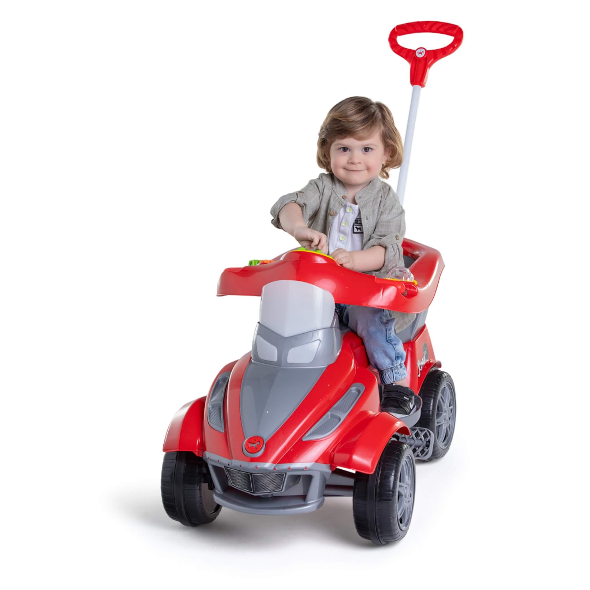 Quadriciclo Infantil Road Vermelho com Pedal e Empurrador Calesita - 0988