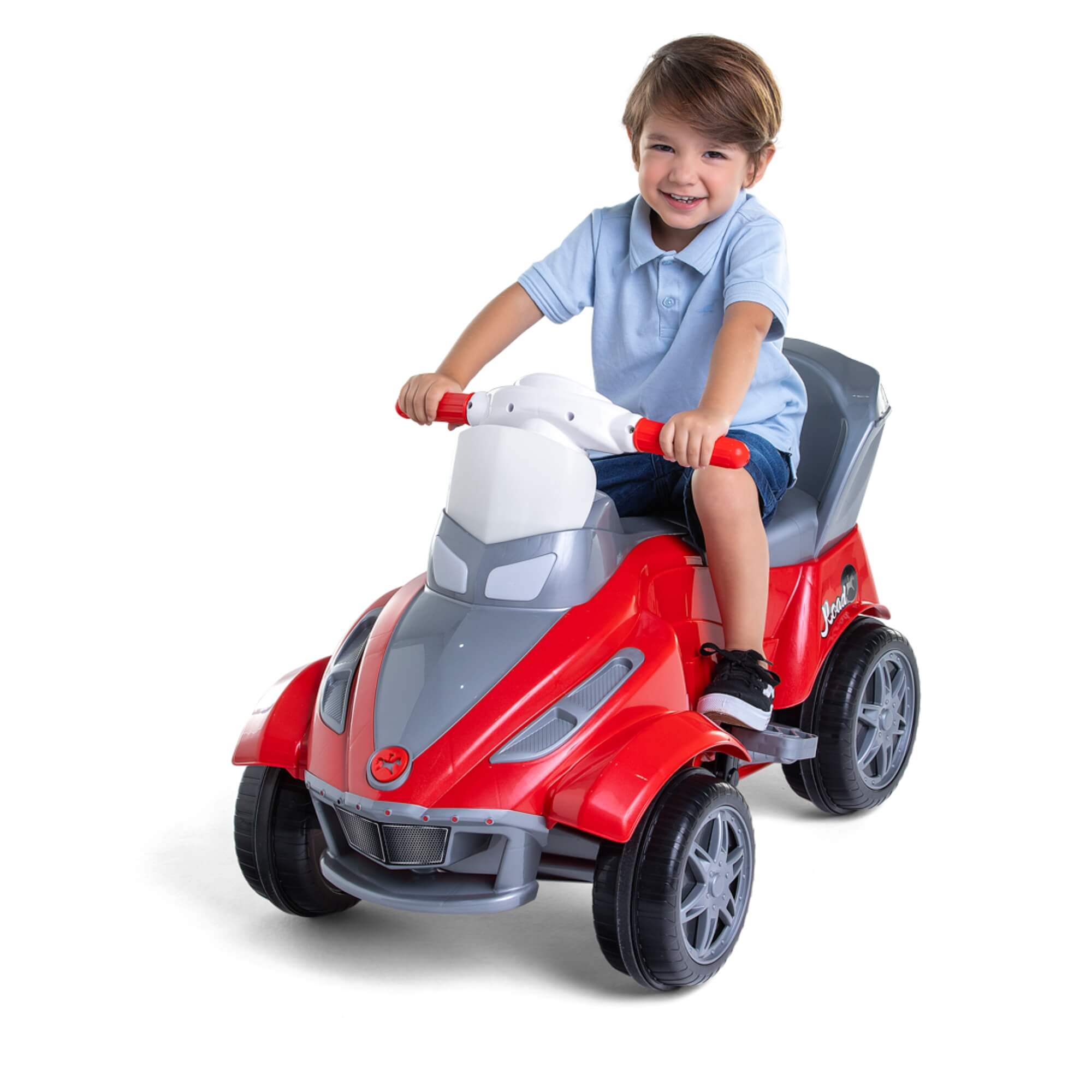 Quadriciclo Infantil Road Vermelho com Pedal e Empurrador Calesita - 0988