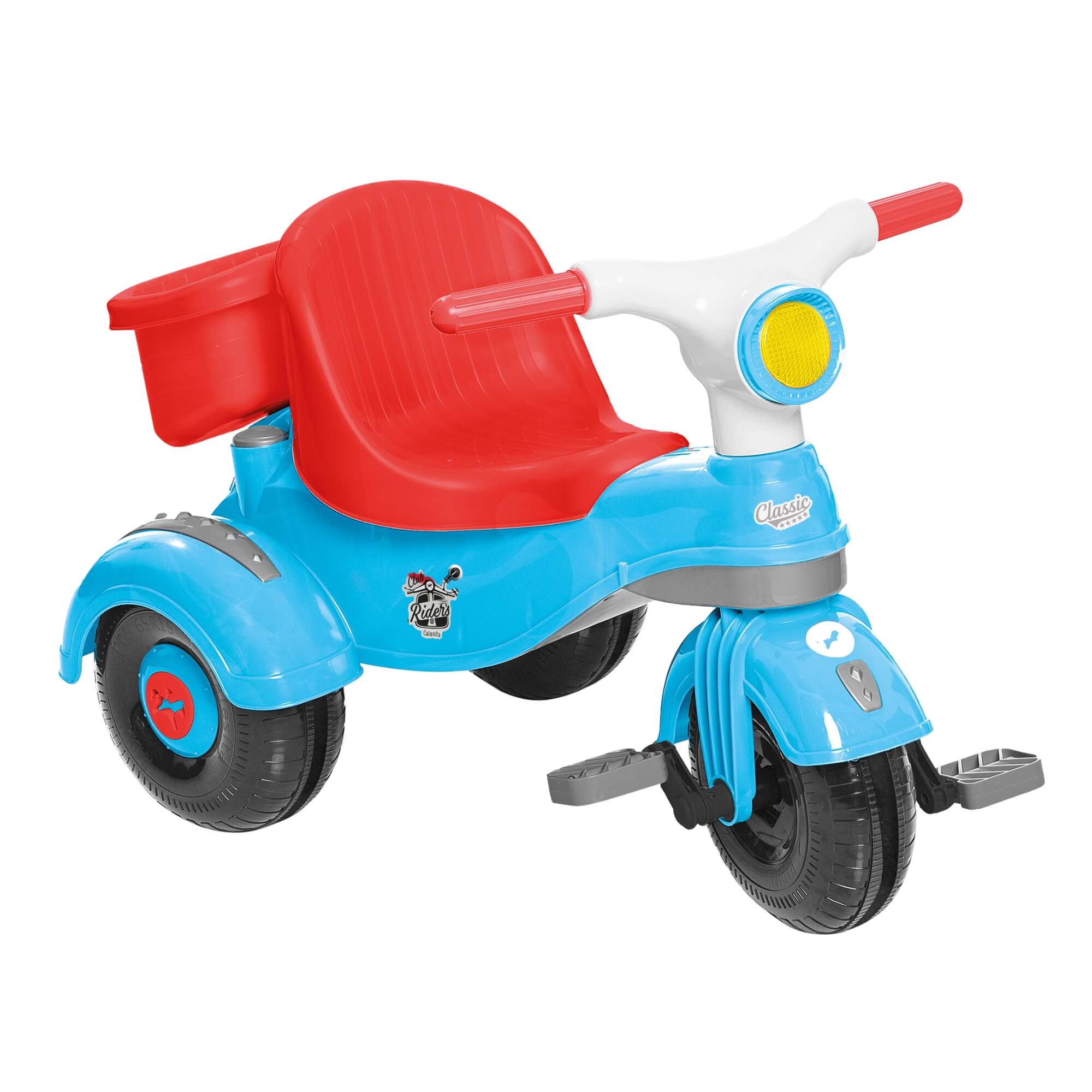 Triciclo Infantil Velocita Classic Azul com Pedal e Empurrador Calesita - 0993