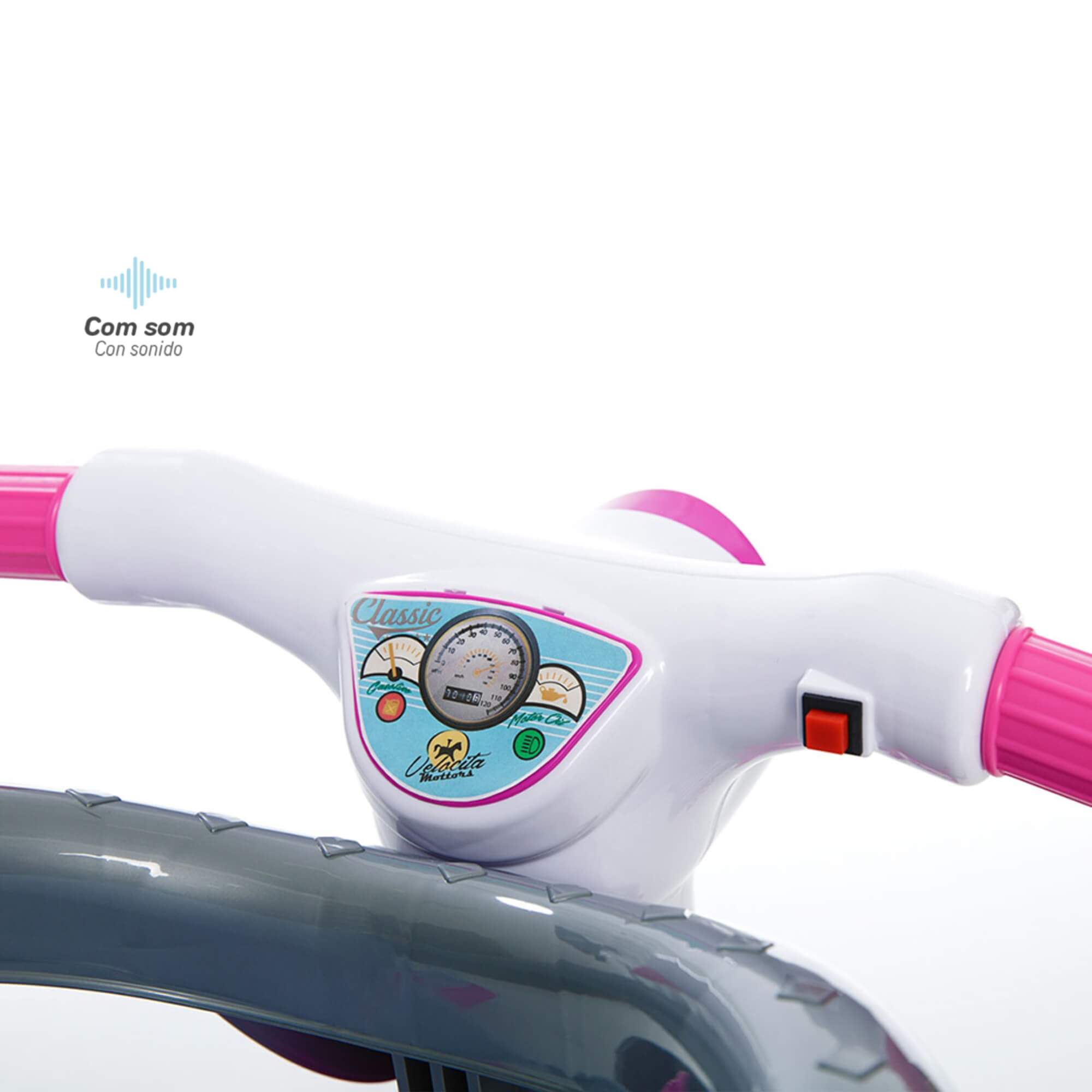 Triciclo Infantil Classic Rosa com Empurrador e Pedal Velocita Calesita - 0994