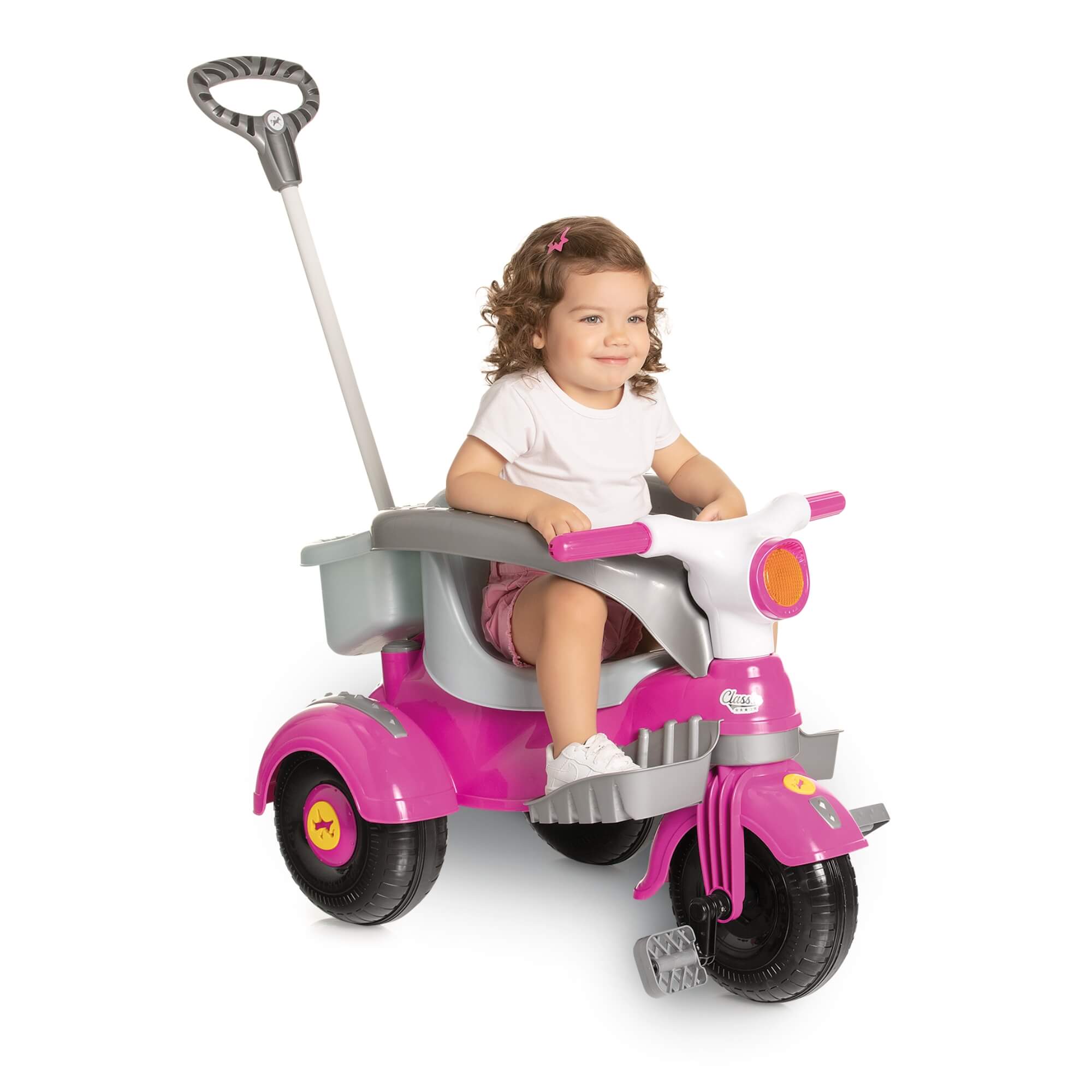 Triciclo Infantil Classic Rosa com Empurrador e Pedal Velocita Calesita - 0994