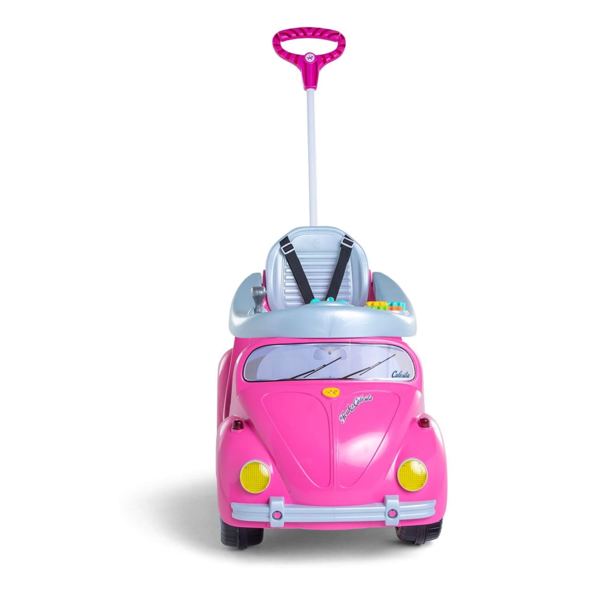 Carrinho de Passeio Infantil Fouks Rosa com Empurrador e Pedal Calesita - 0996